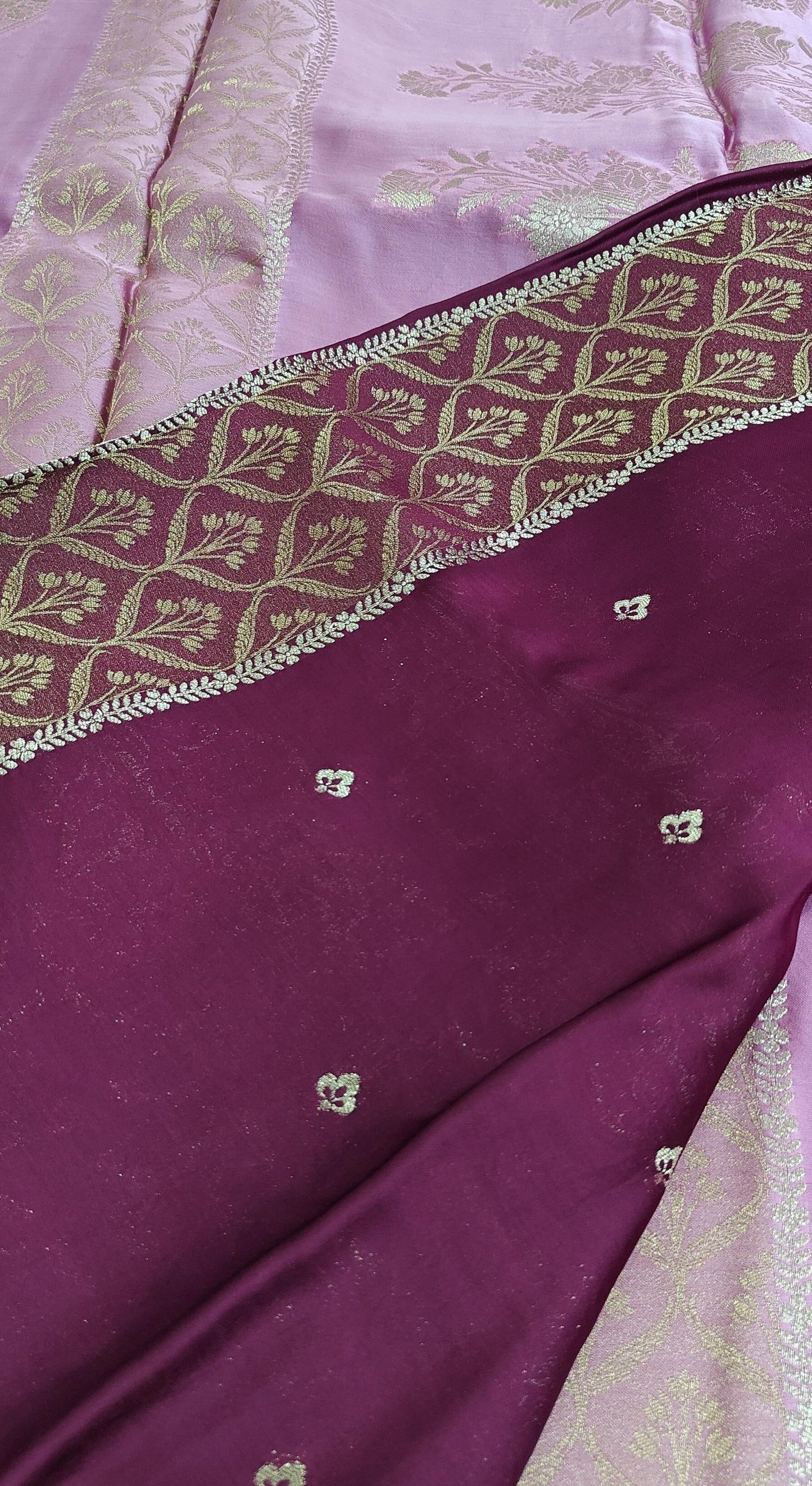 Light Pink pure satin crepe silk saree