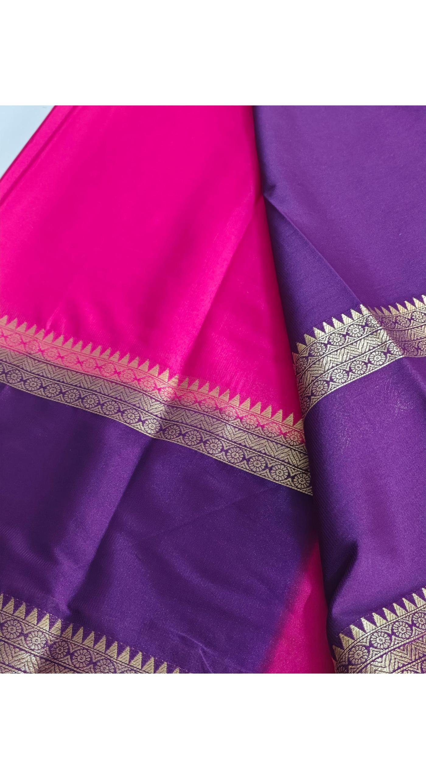 Rani Pink & Purple semi Crepe silk