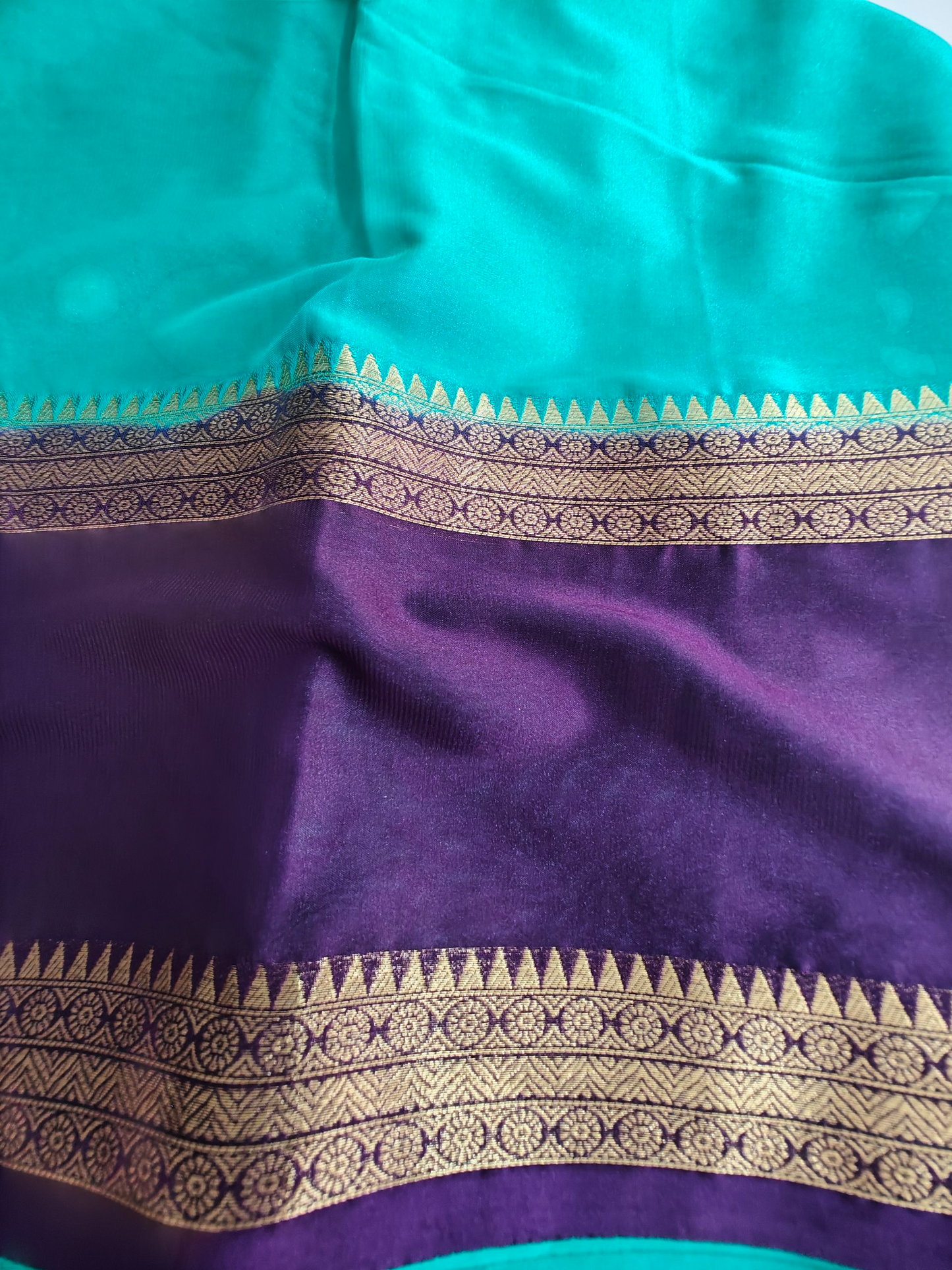 Rama green & purple semi crepe silk