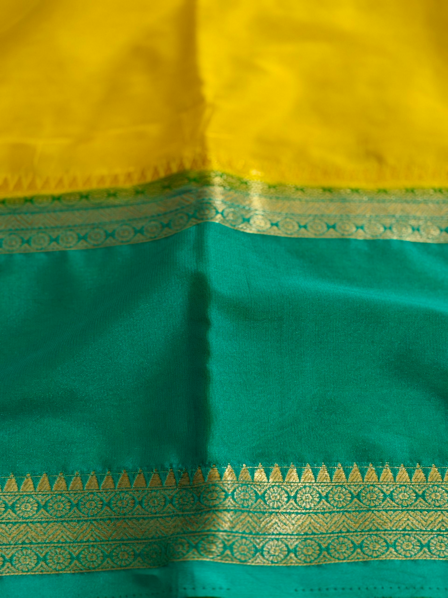 Mustard & Rama green crepe silk