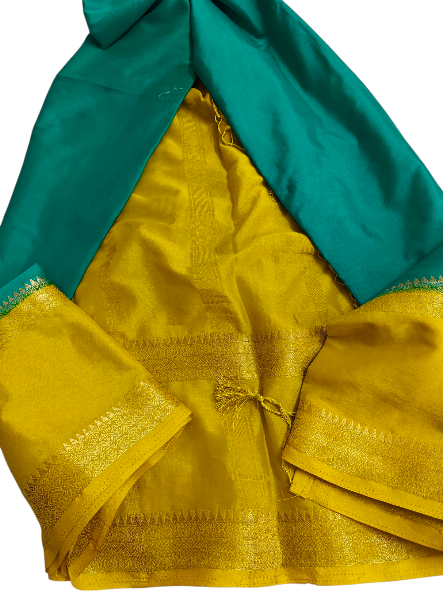 Green & mustard crepe silk
