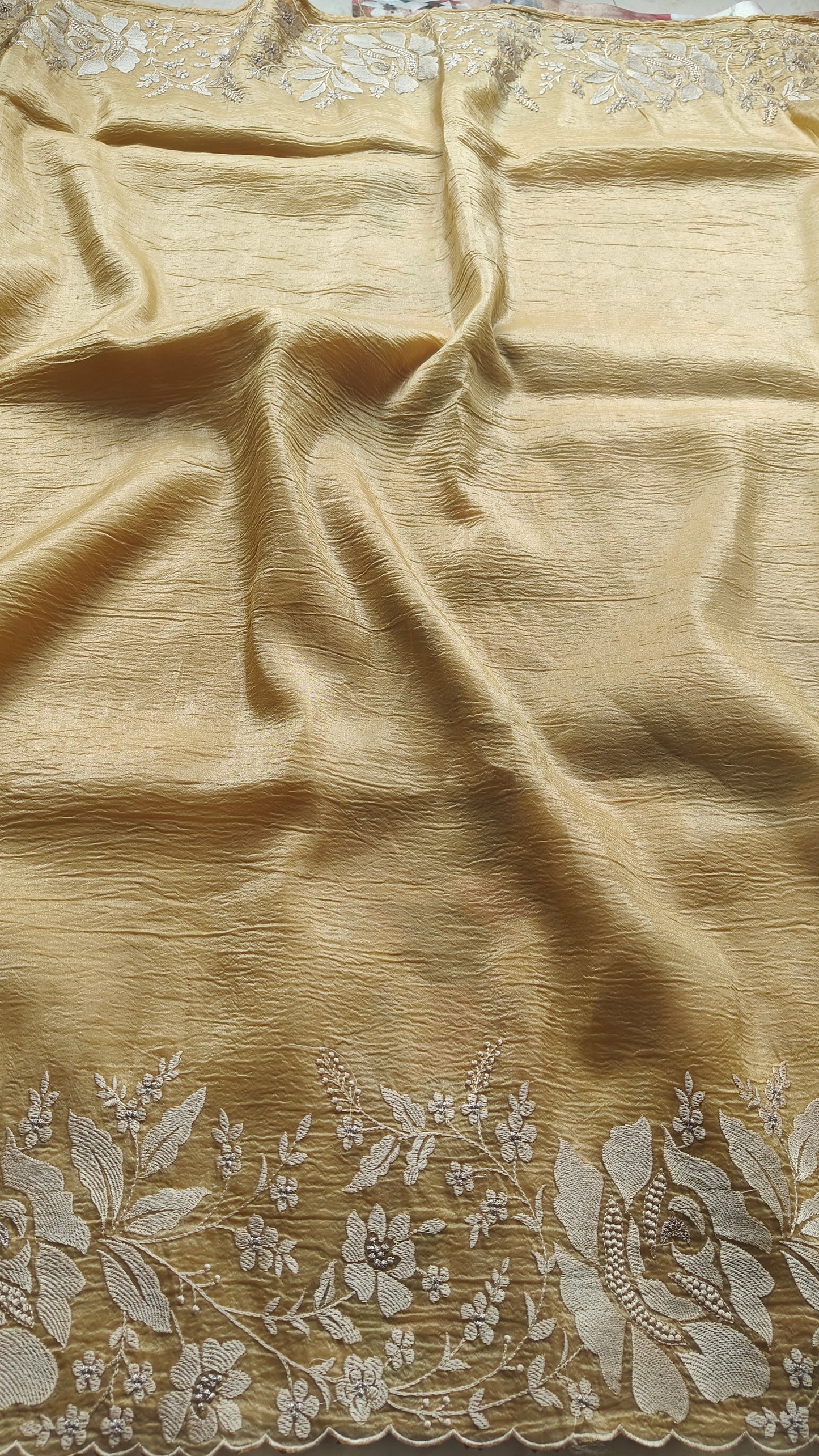 Light golden pure soft tissue silk