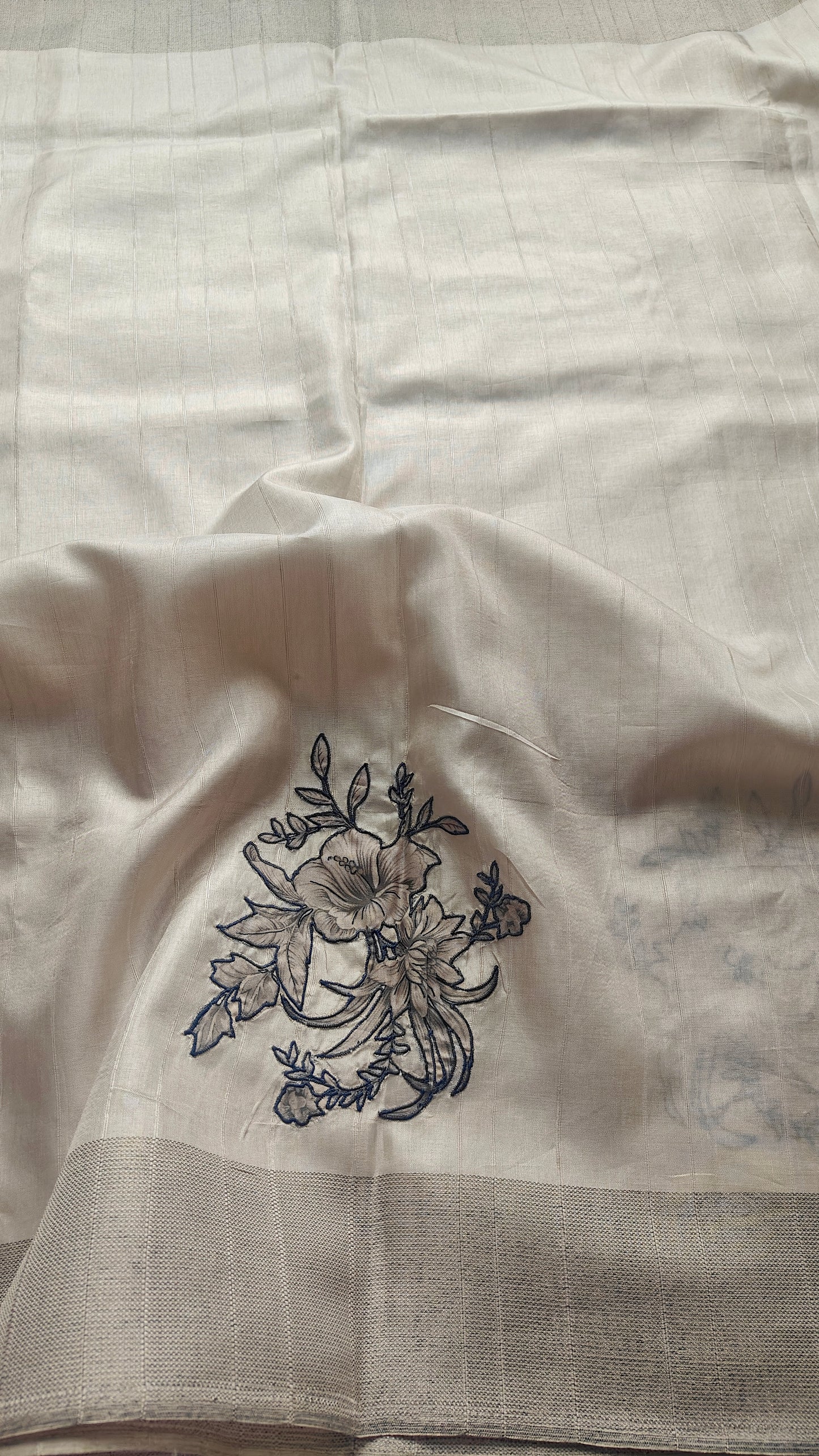 Off white Pure Tussar silk