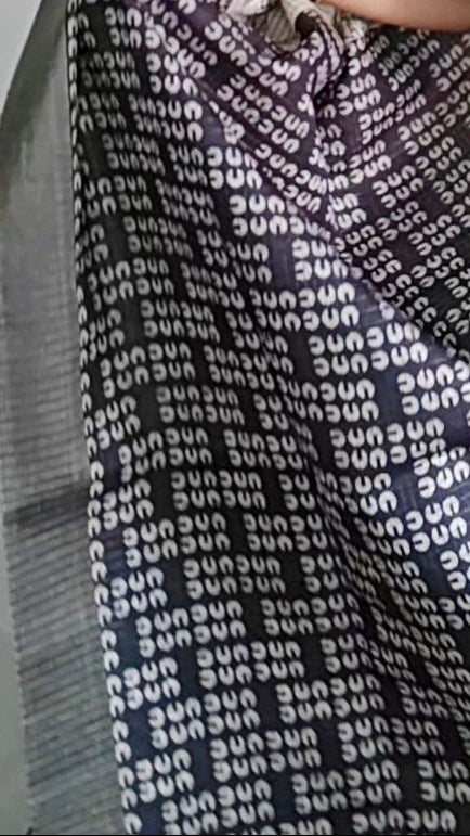 Black & white semi tussar saree