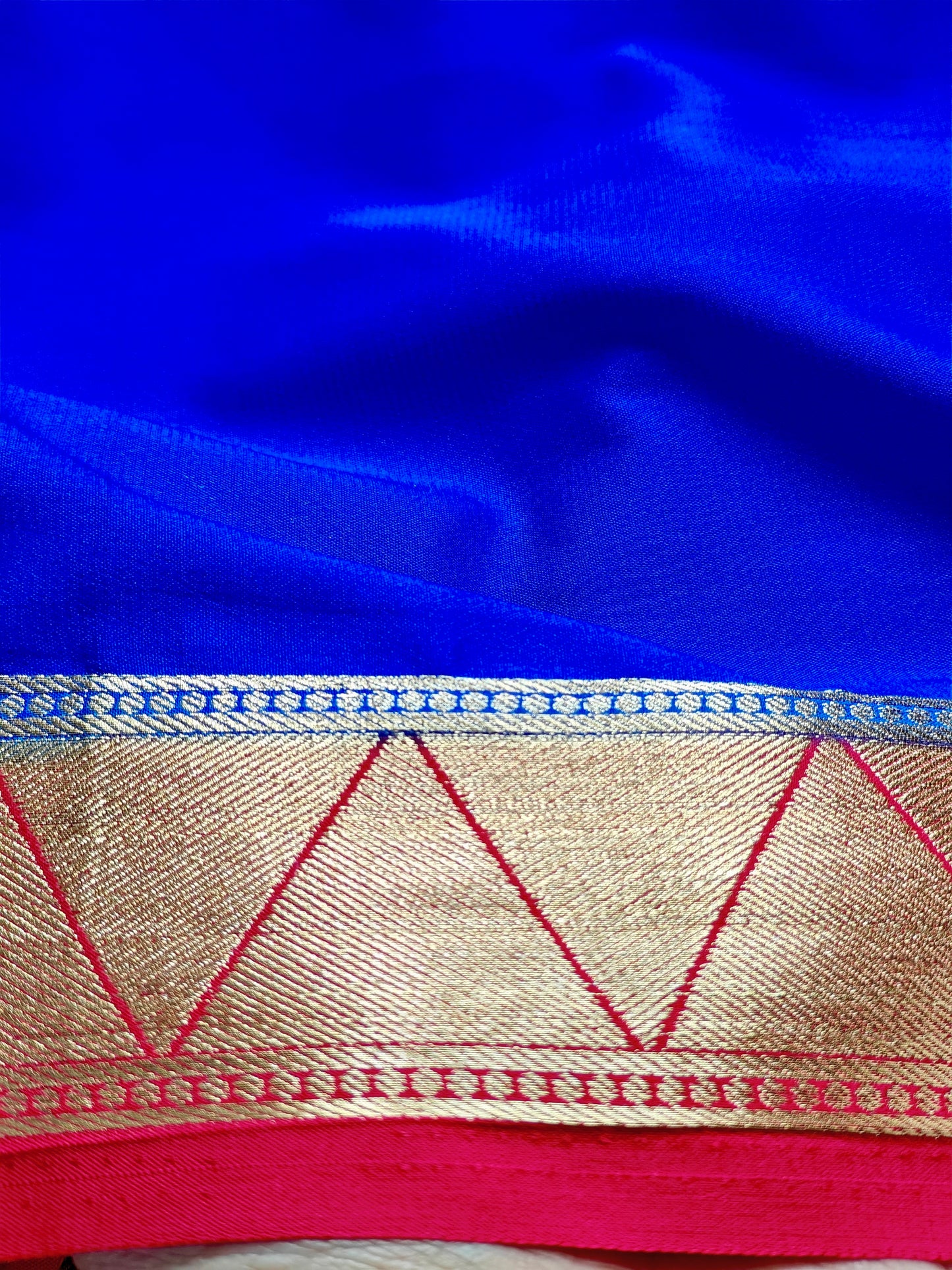 Bright Red & Royal Blue Semi crepe Silk