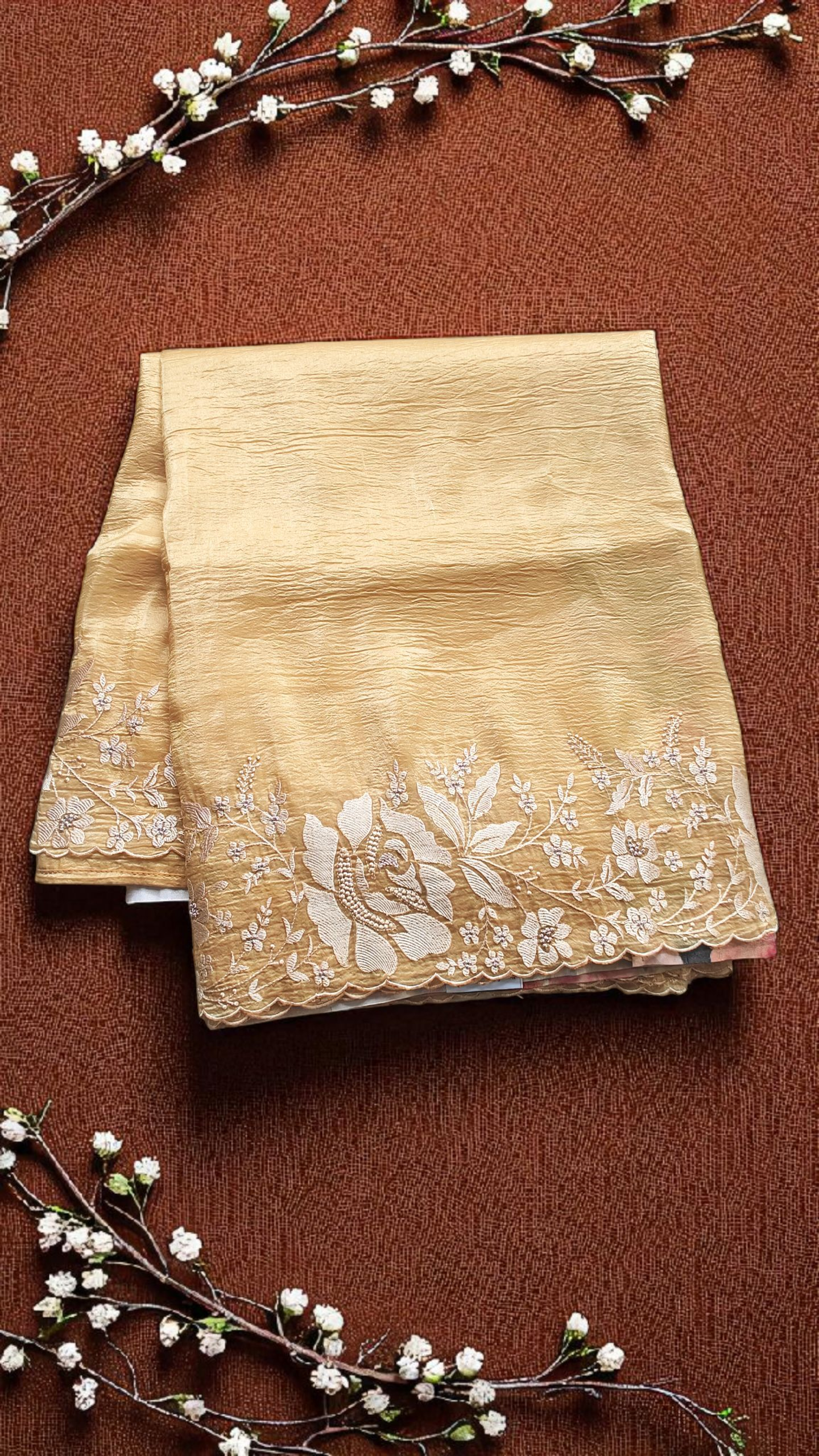 Light golden pure soft tissue silk