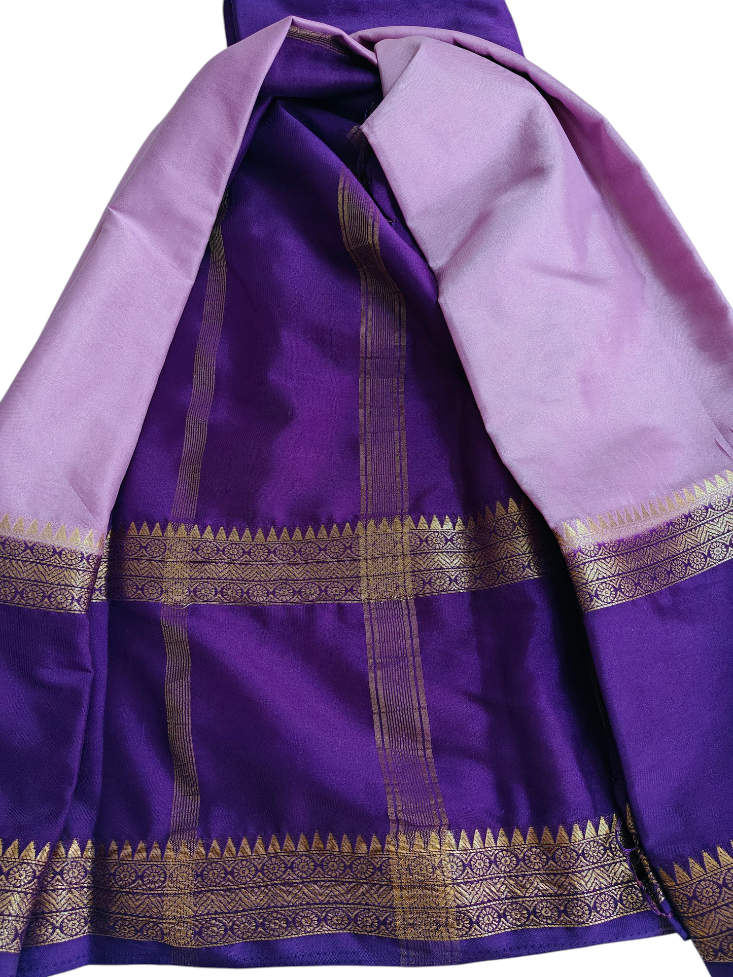 Lilac & purple semi crepe silk