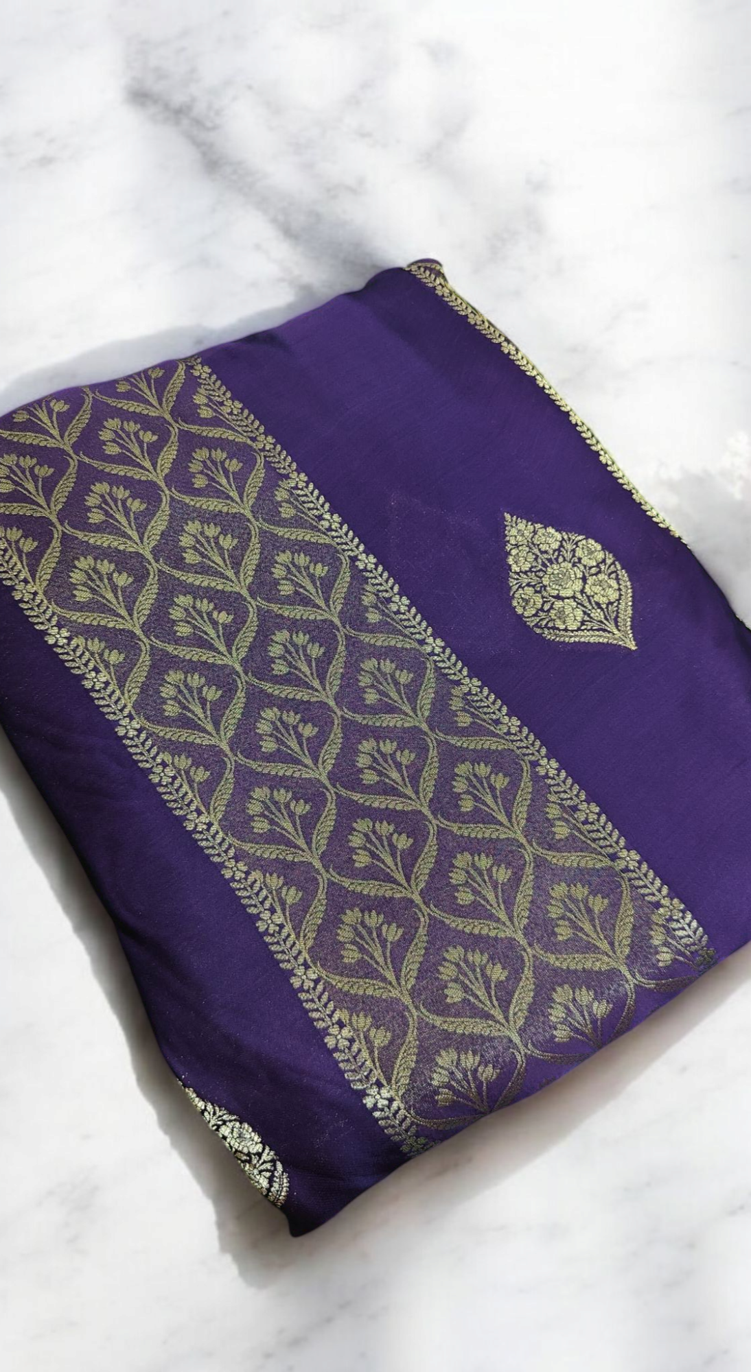 Purple Pure satin crepe silk saree