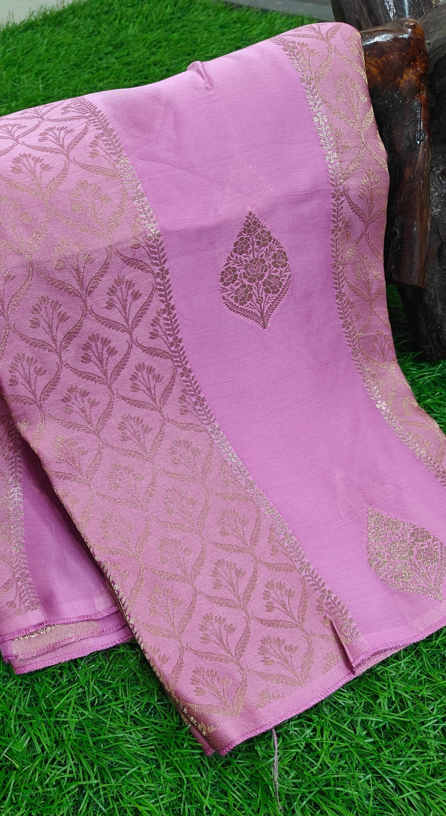 Light Pink pure satin crepe silk saree