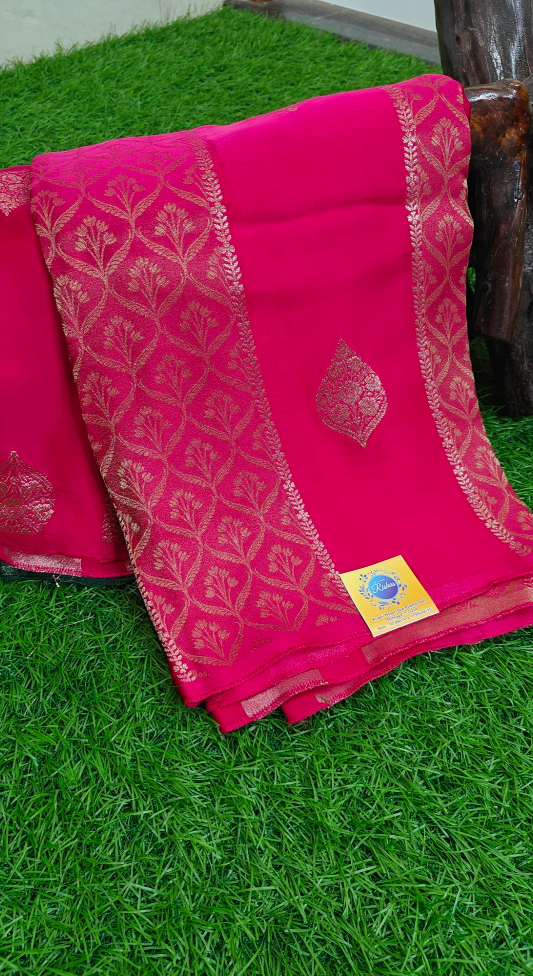 Dark pink pure satin crepe silk