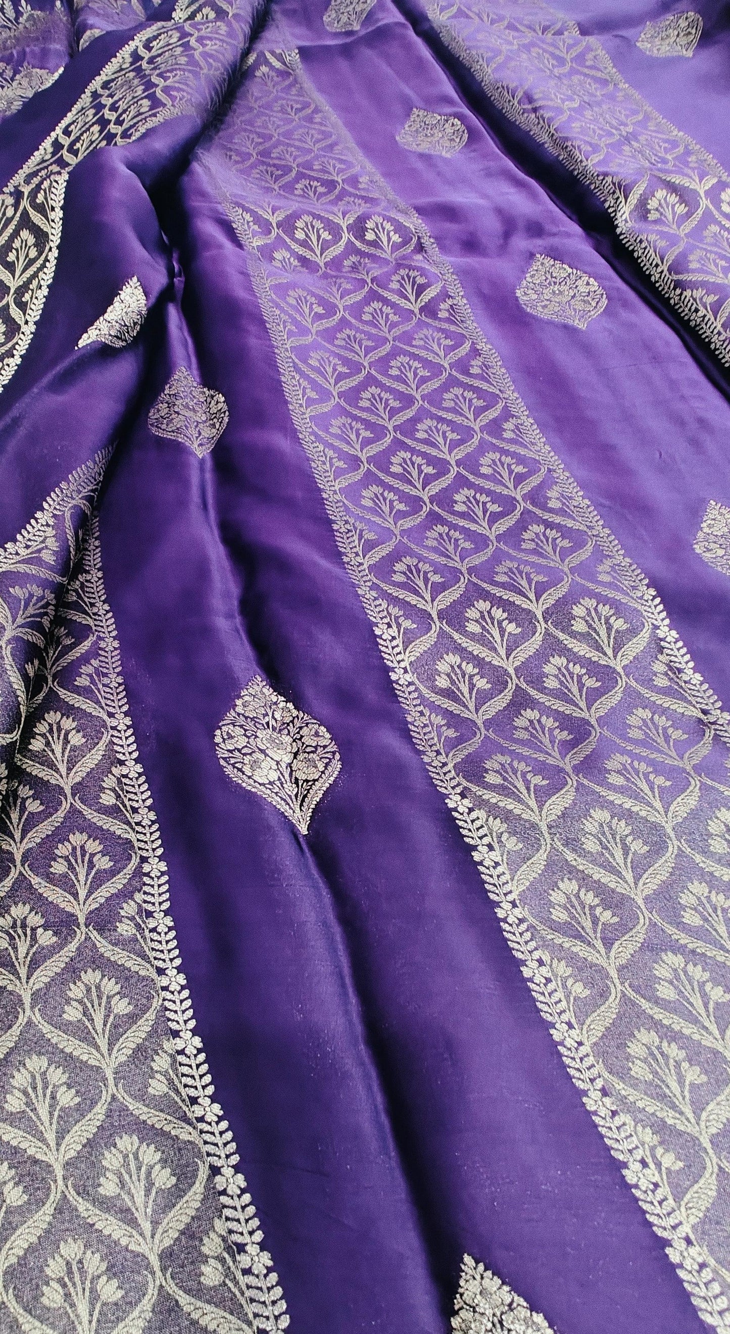 Purple Pure satin crepe silk saree