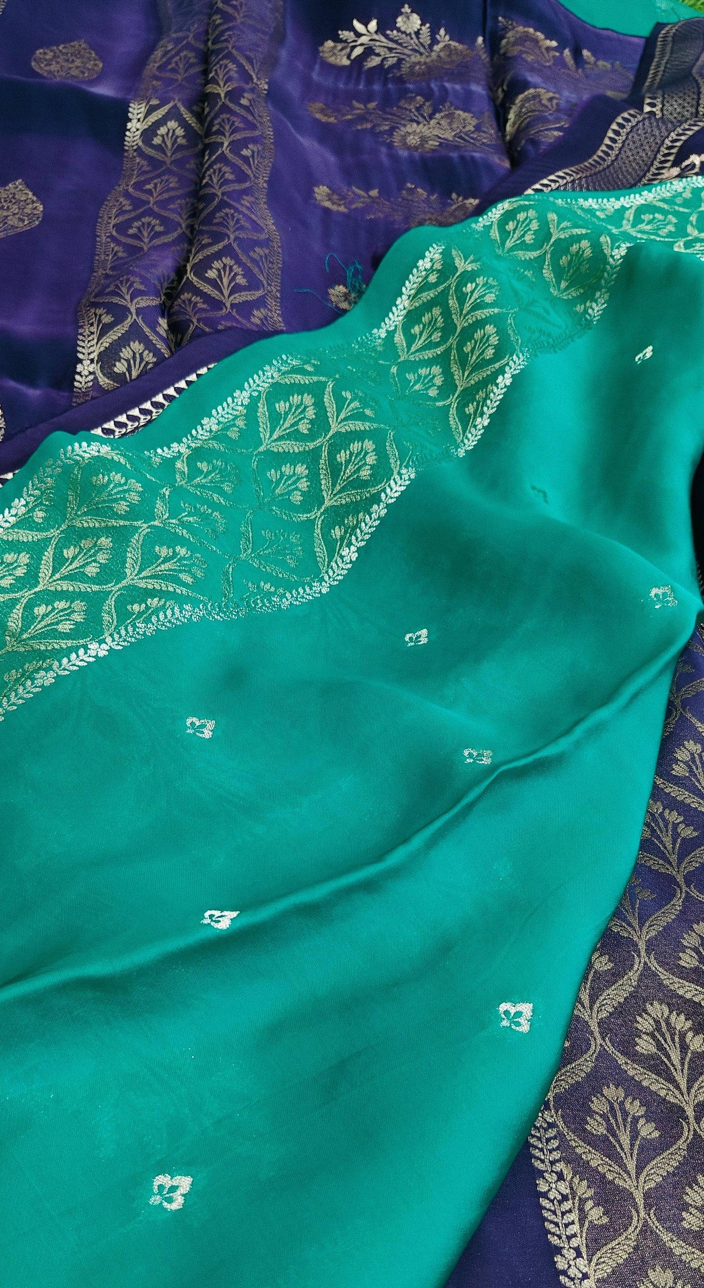 Purple Pure satin crepe silk saree