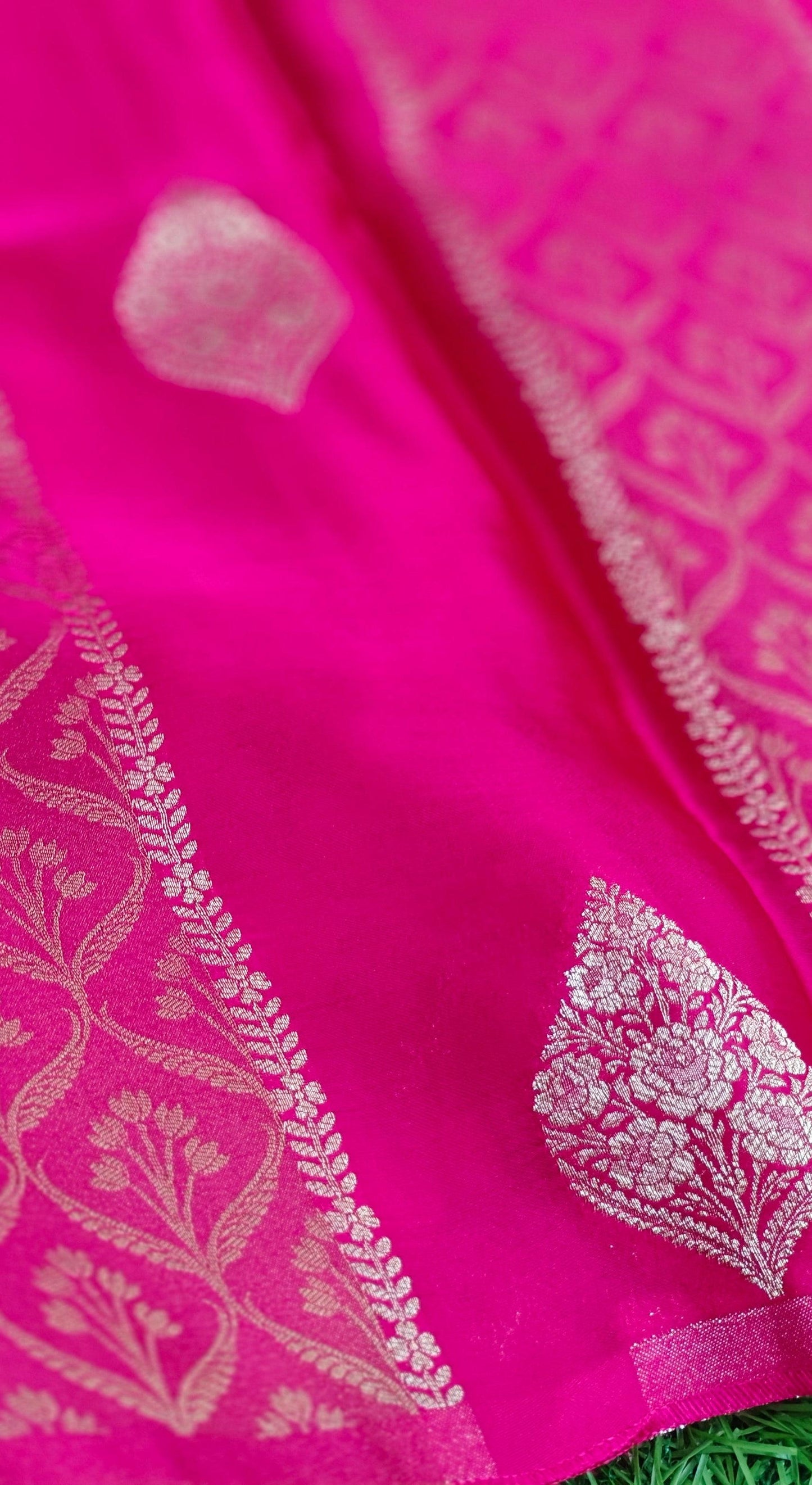 Dark pink pure satin crepe silk