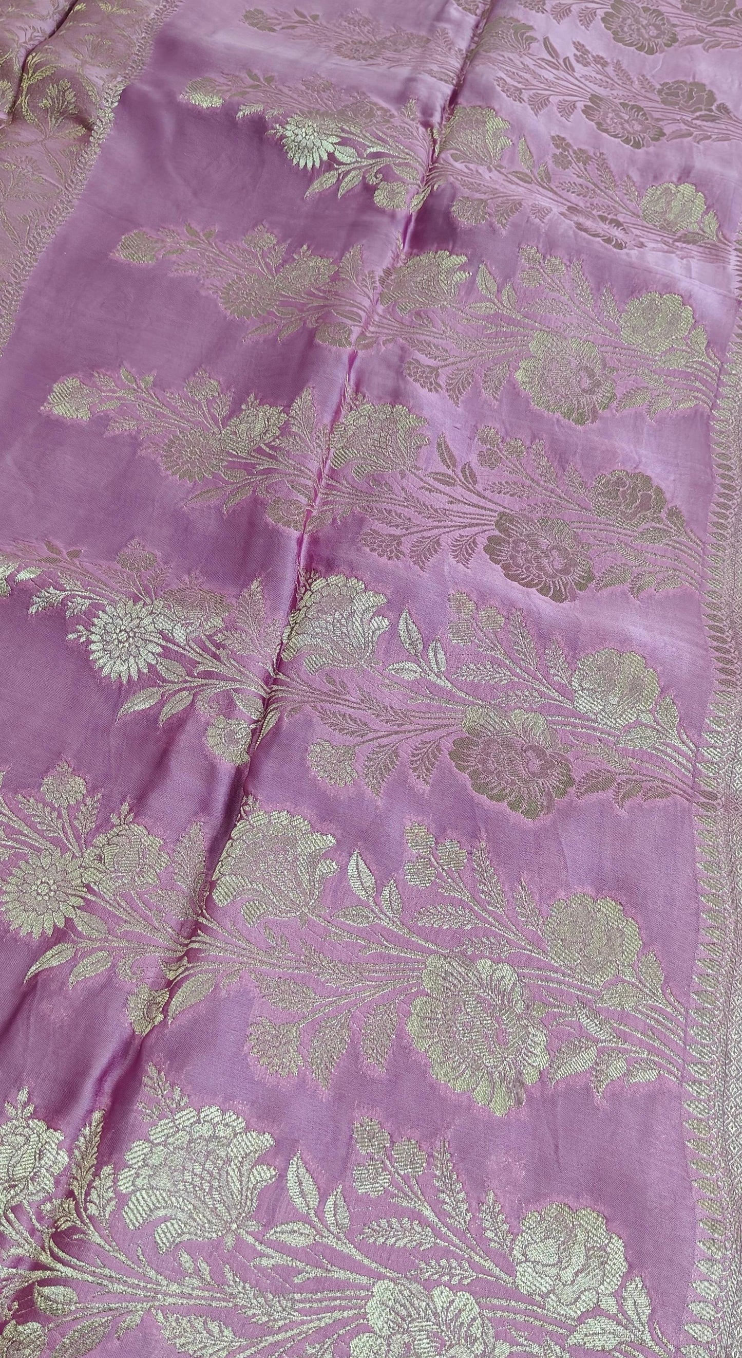 Light Pink pure satin crepe silk saree