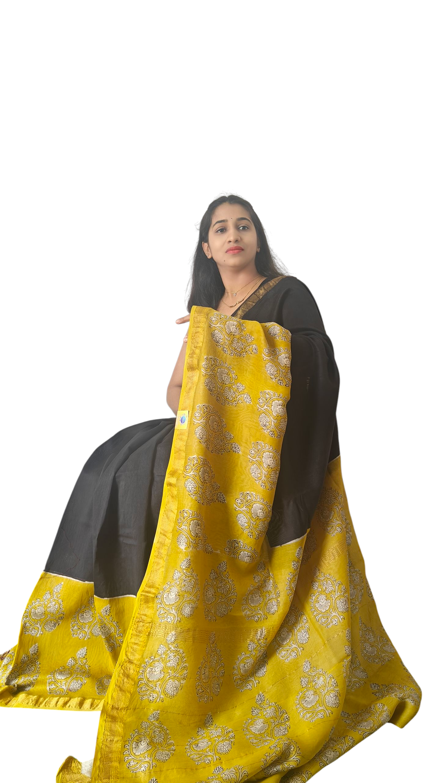 Black & yellow Maheshwari silk cotton Saree