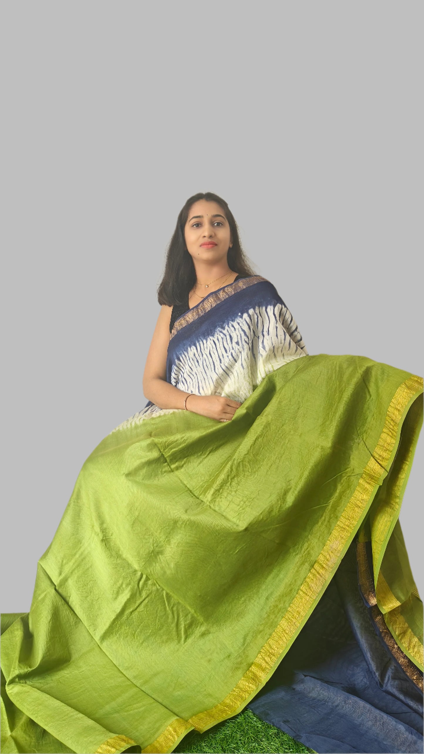 Green & blue Maheshwari silk cotton