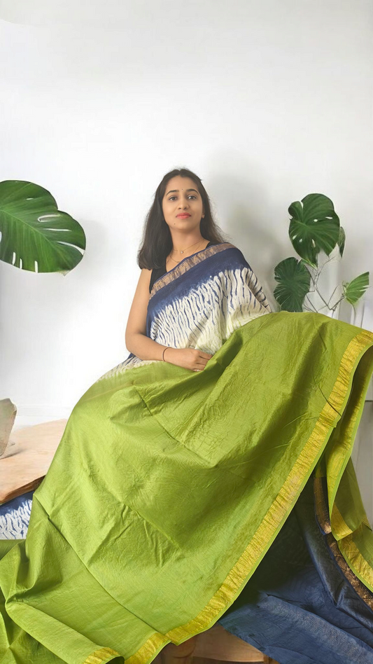 Light Green Maheshwari silk cotton saree