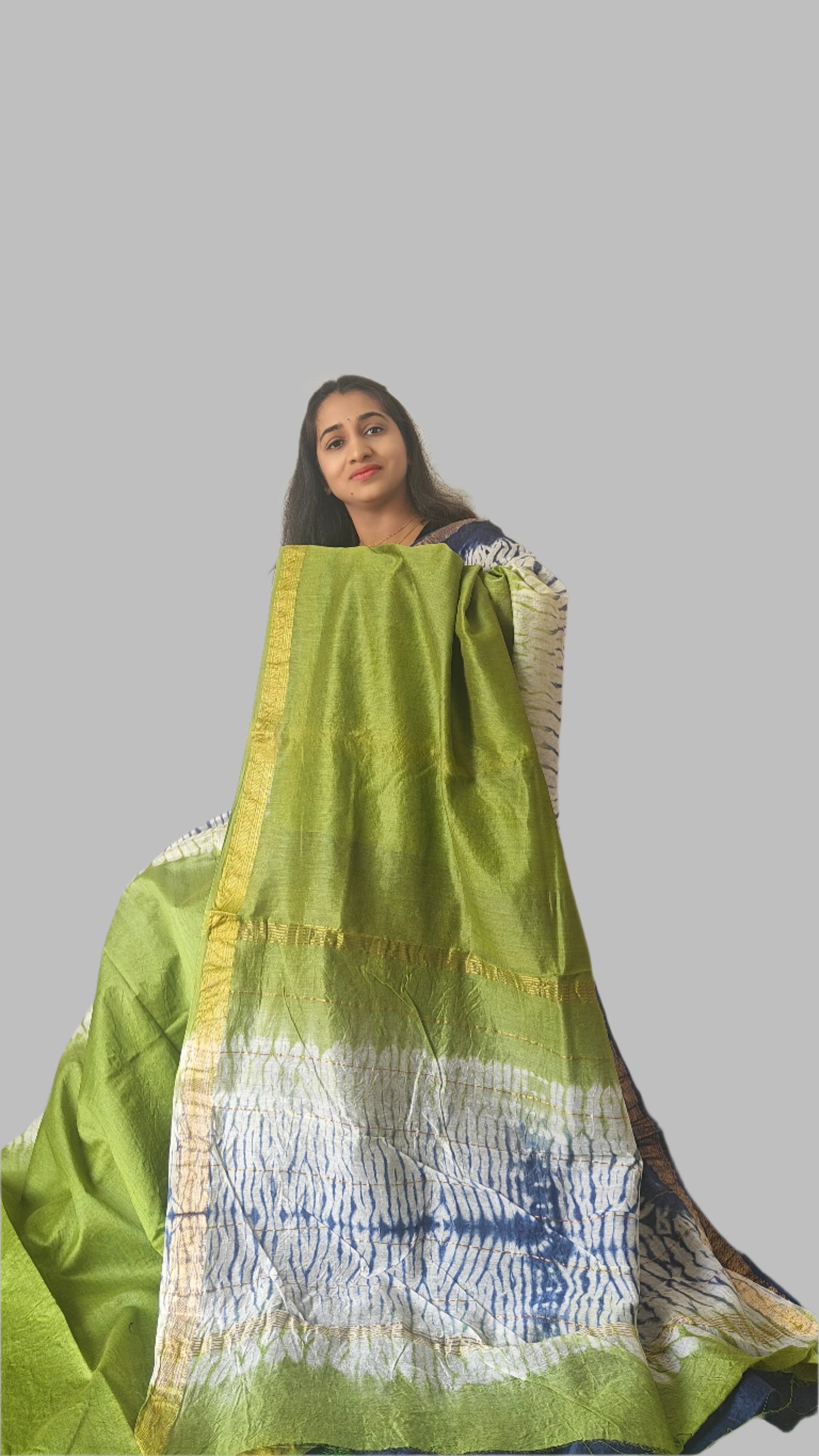 Green & blue Maheshwari silk cotton