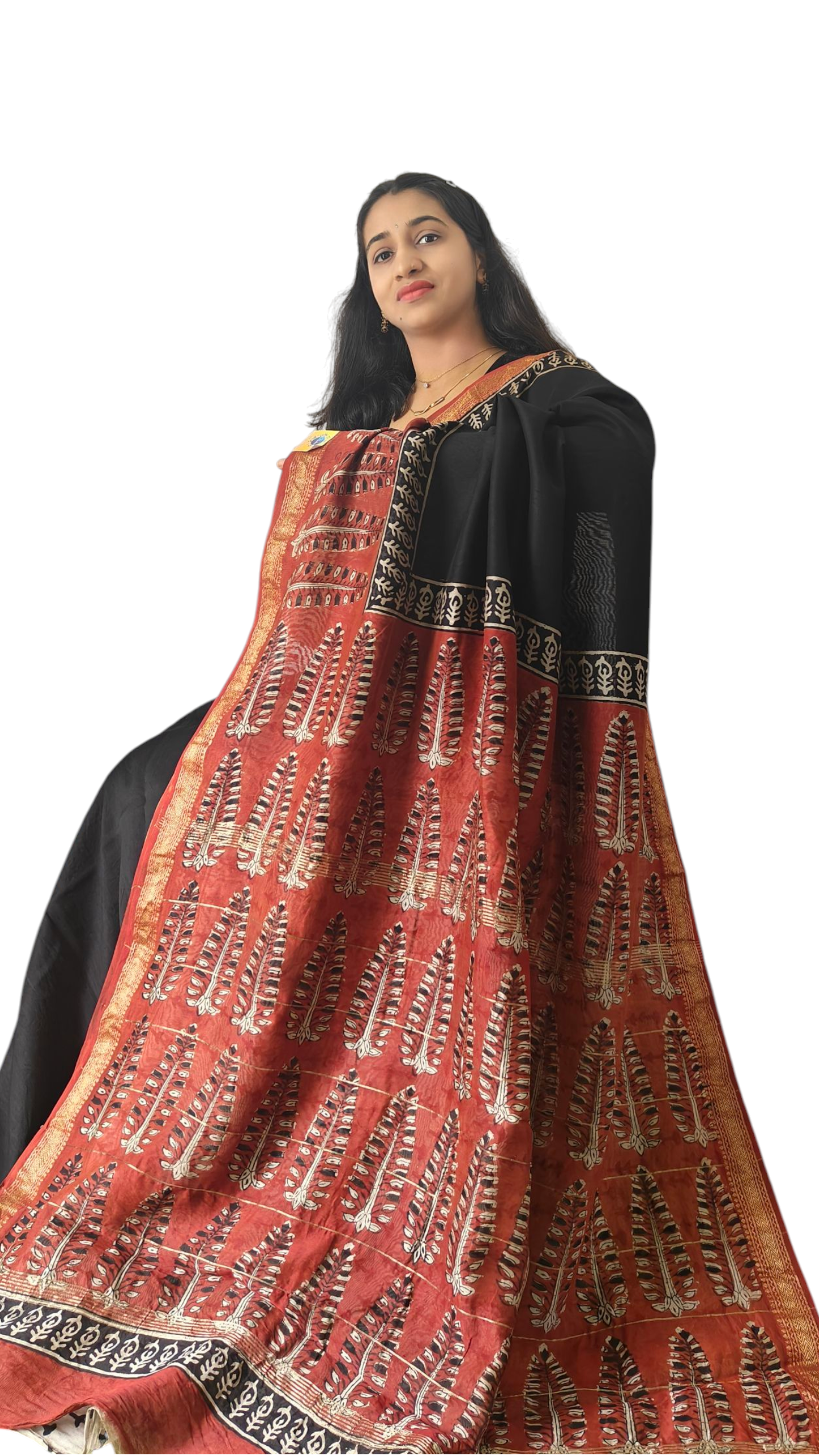 Black Maheshwari silk cotton saree