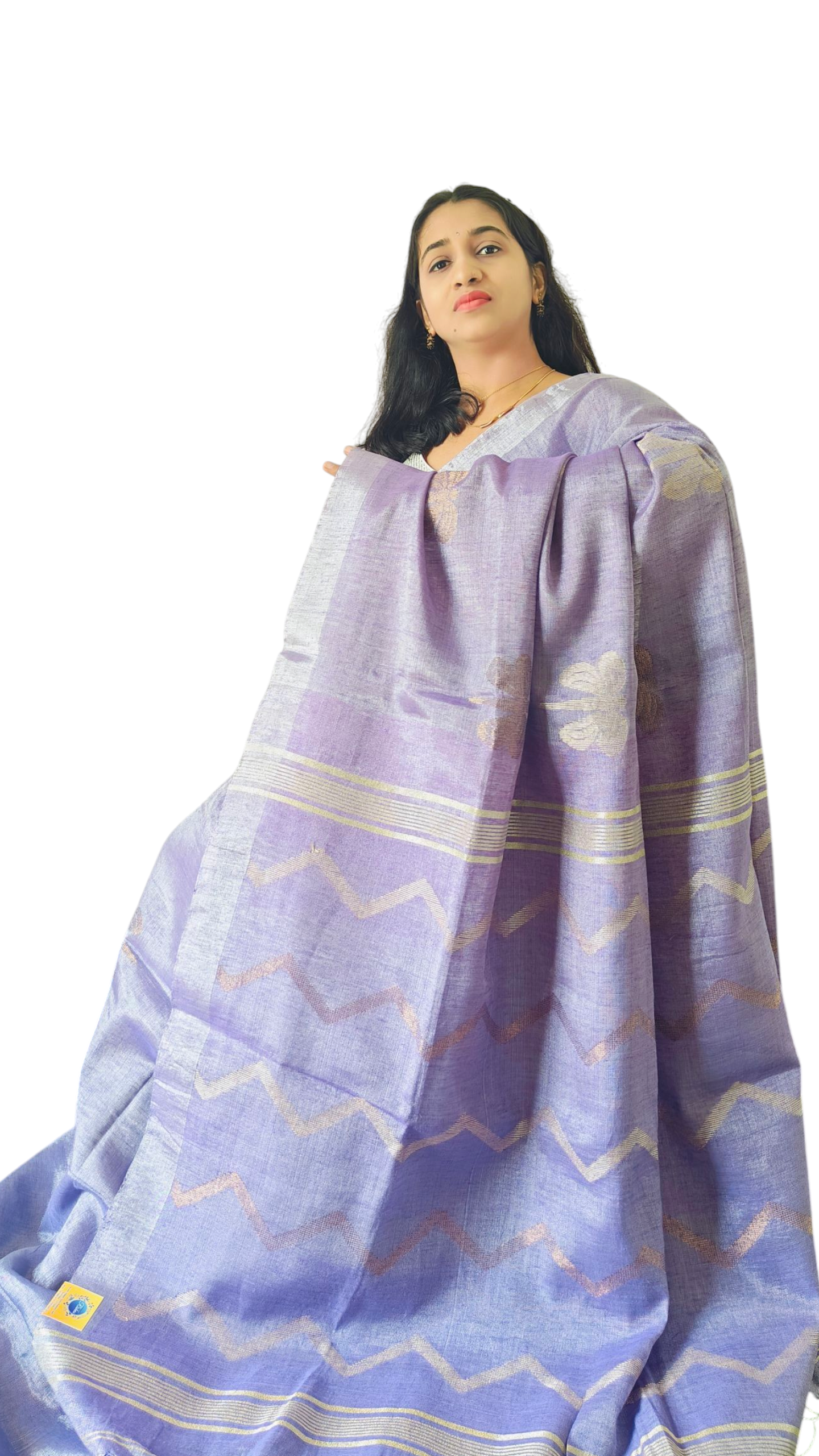 Lavender Pure metallic linen saree