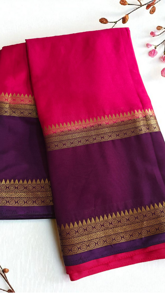 Rani Pink & Purple semi Crepe silk