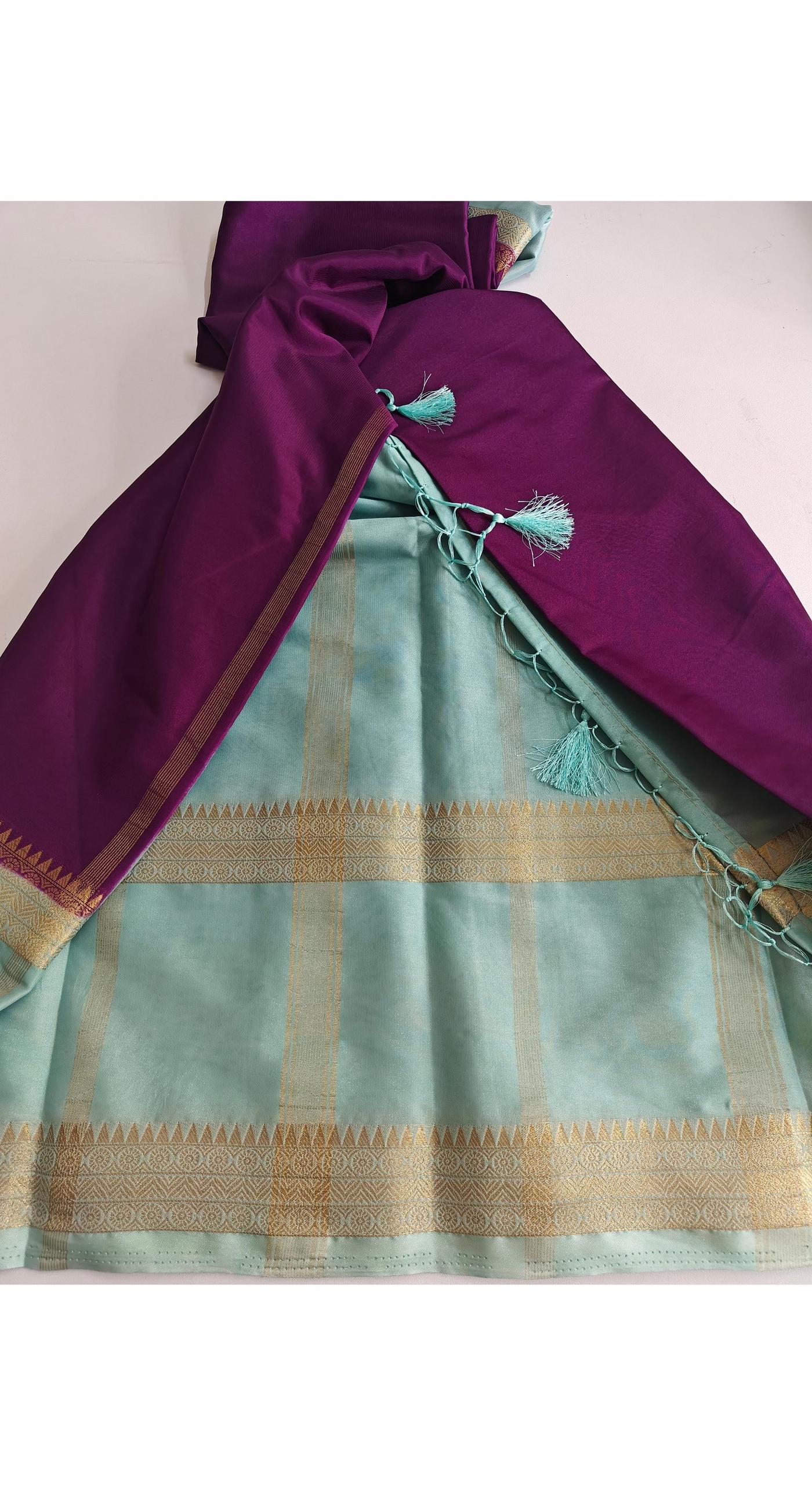 purple & light green Crepe silk