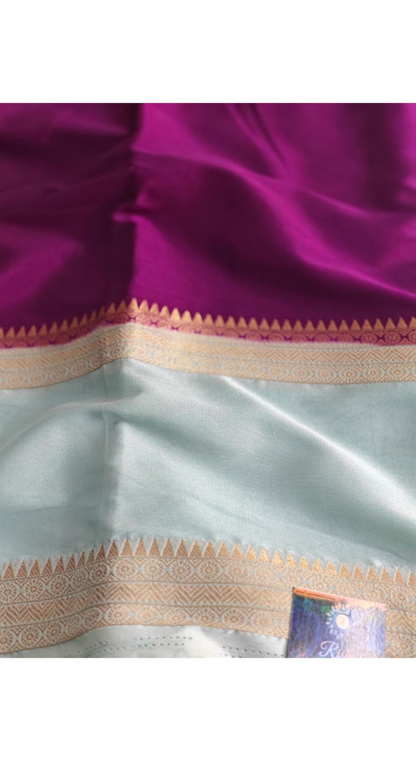 purple & light green Crepe silk