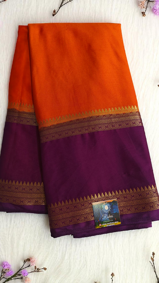 Orange & pure semi crepe silk