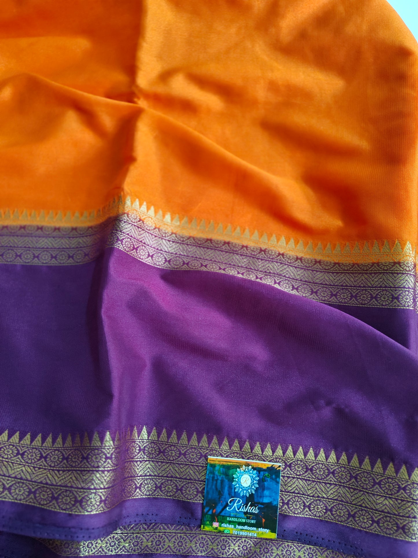 Orange & pure semi crepe silk