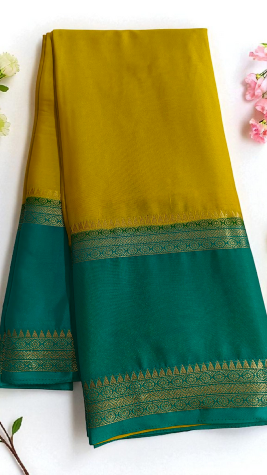 Mustard & Rama green crepe silk
