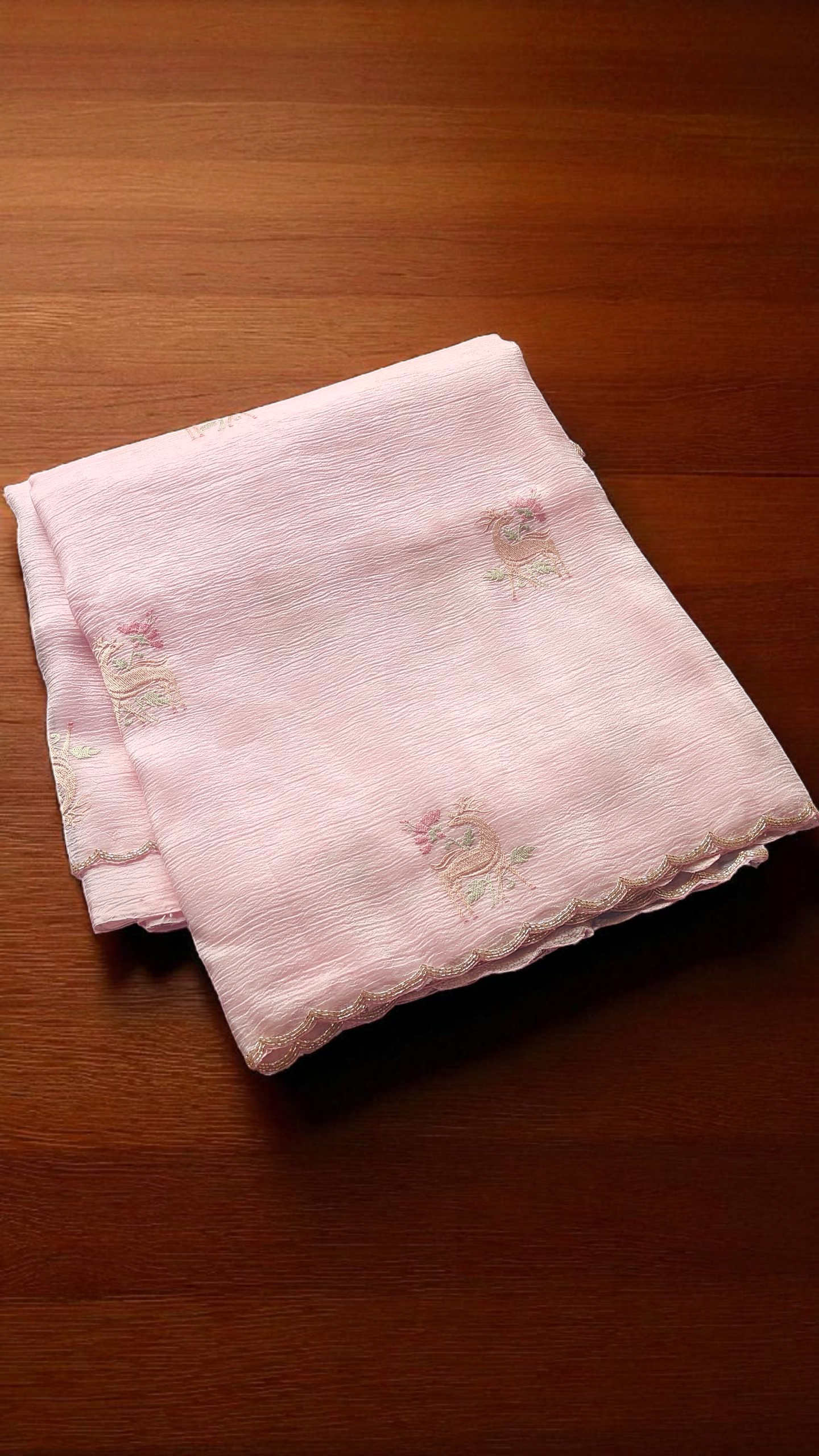 Pink Pure soft glass tissue saree