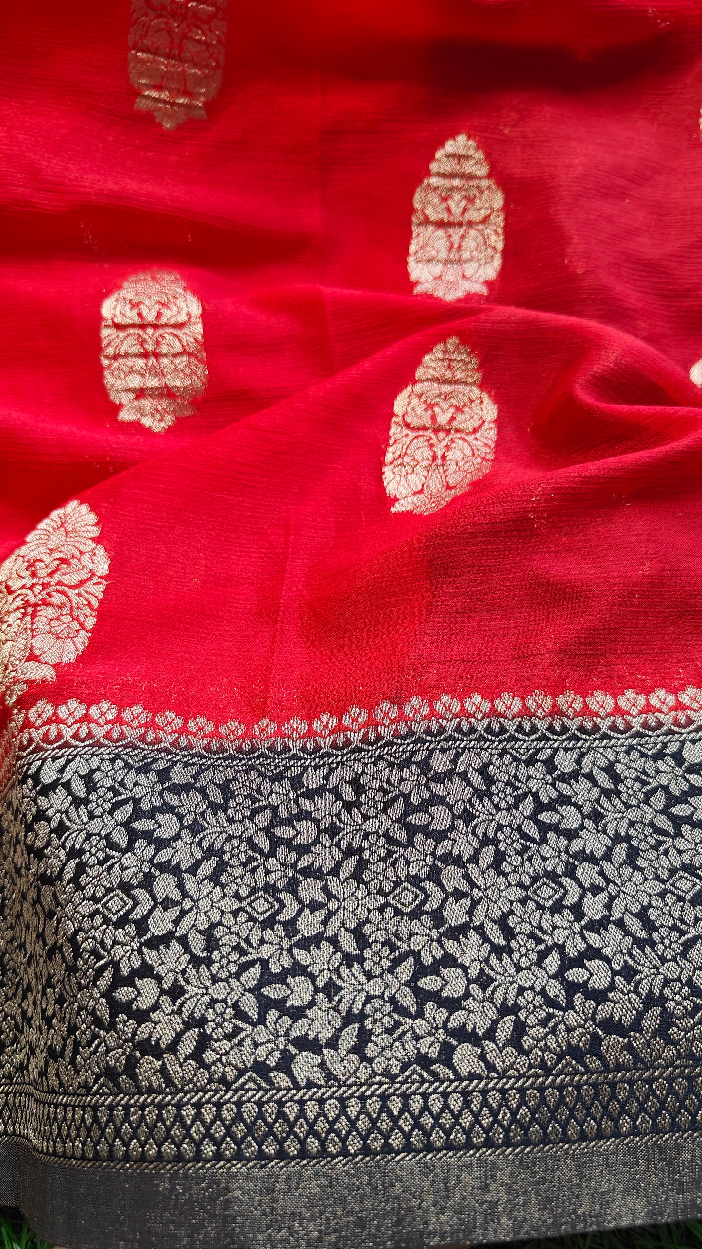 Red & Black Pure chinnon silk