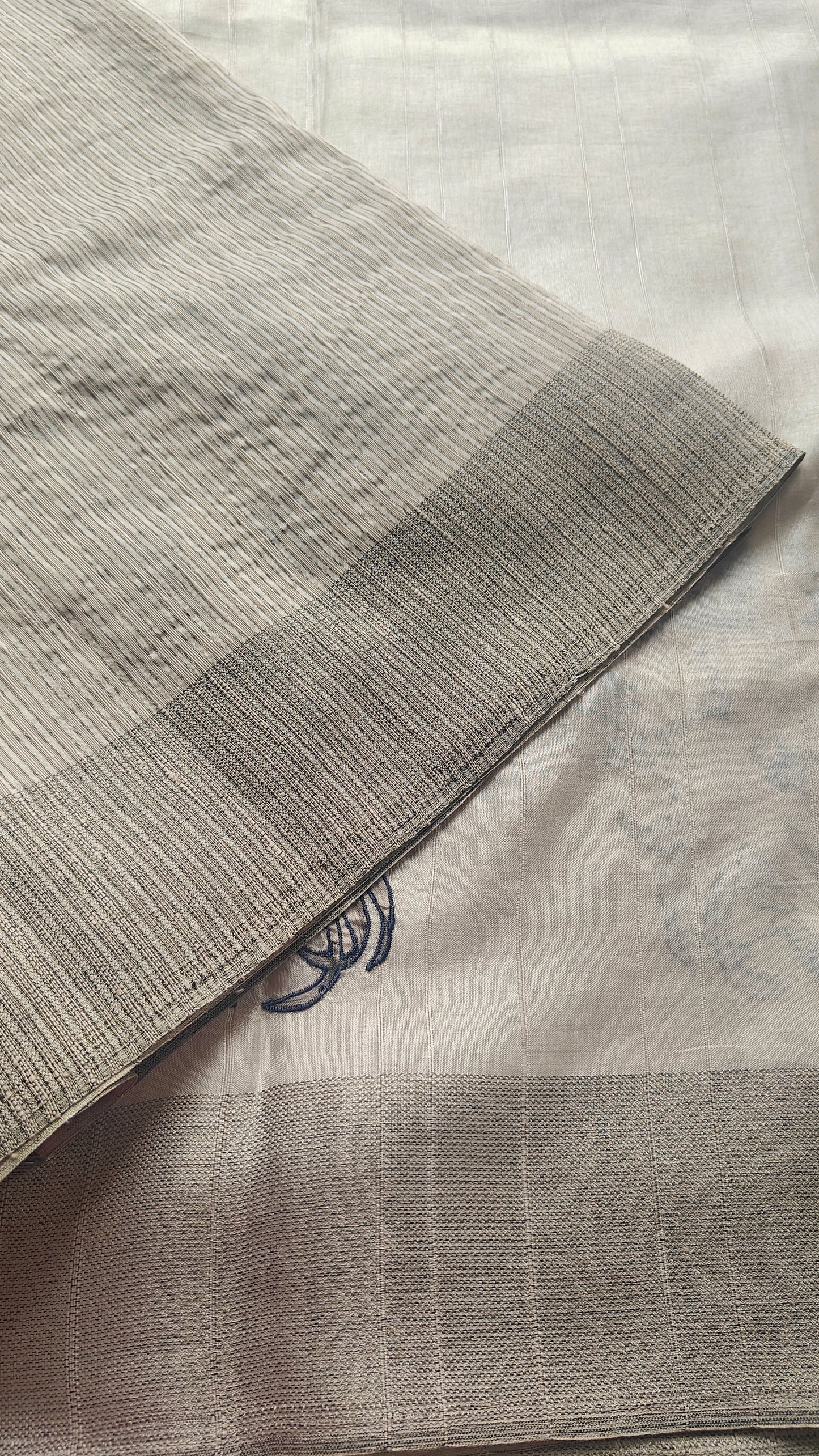 Off white Pure Tussar silk