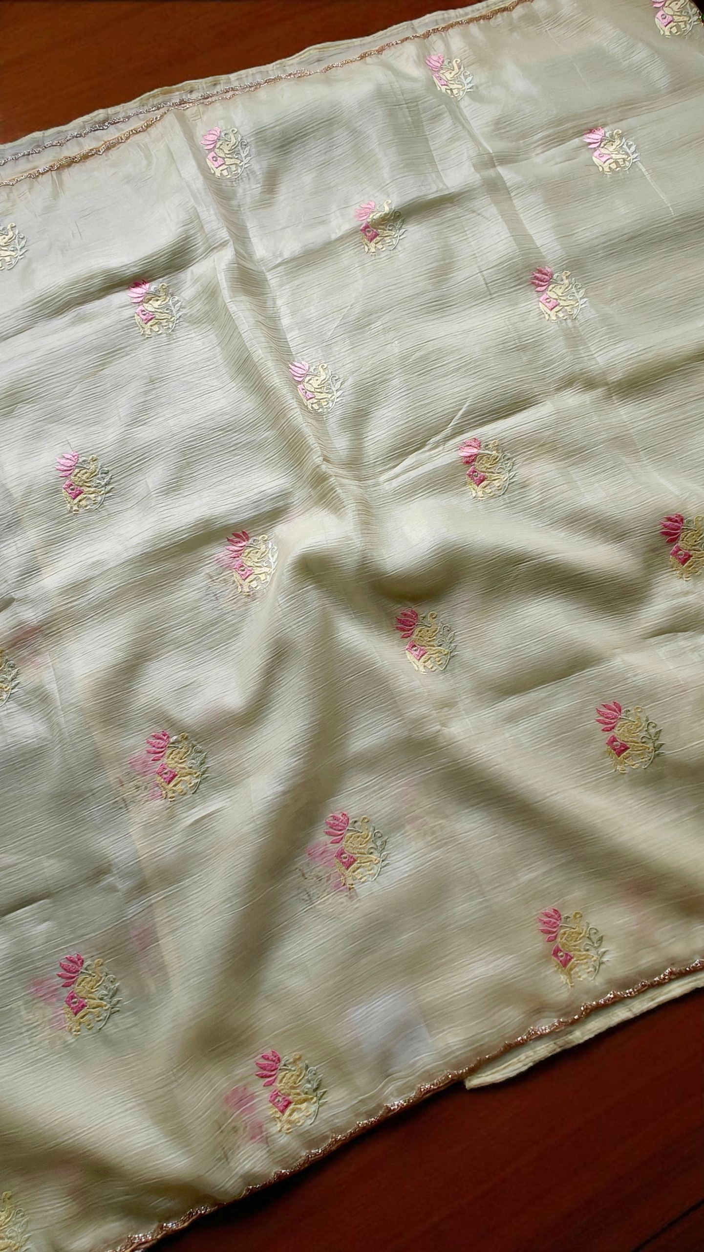 Pure soft glass tissue saree