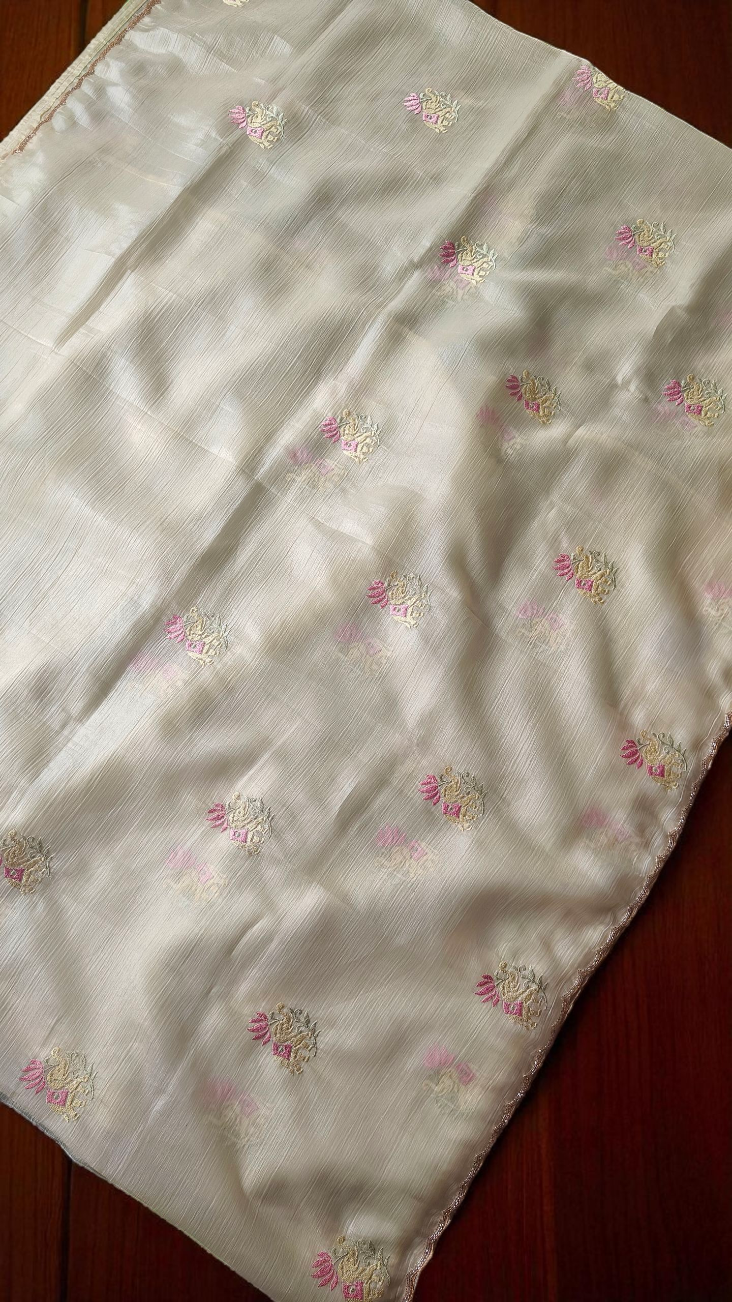 Pure soft glass tissue saree