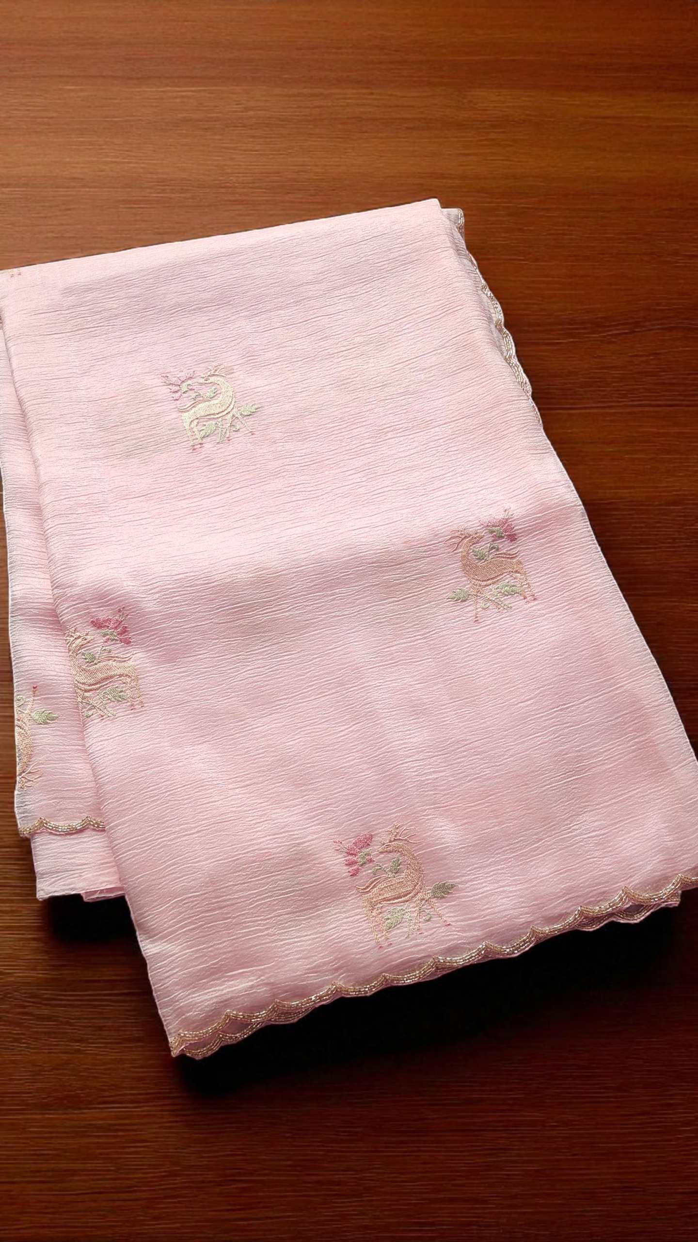 Pink Pure soft glass tissue saree