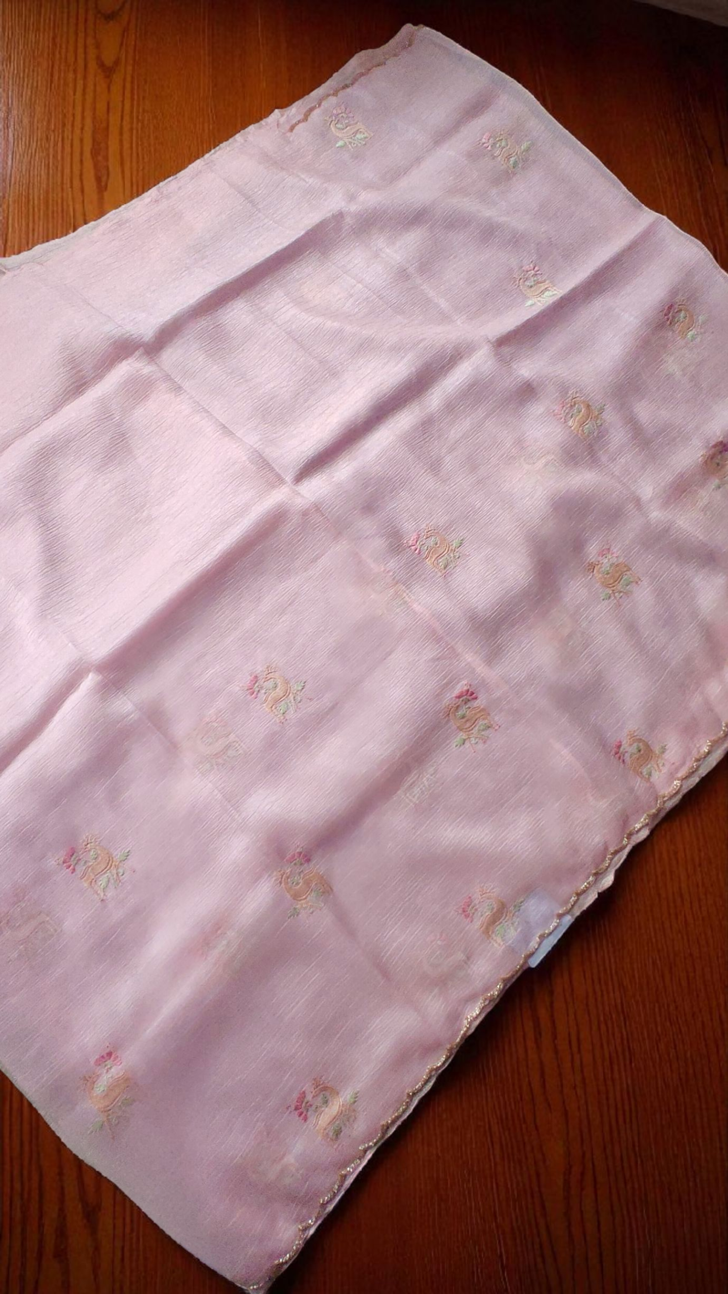 Pink Pure soft glass tissue saree