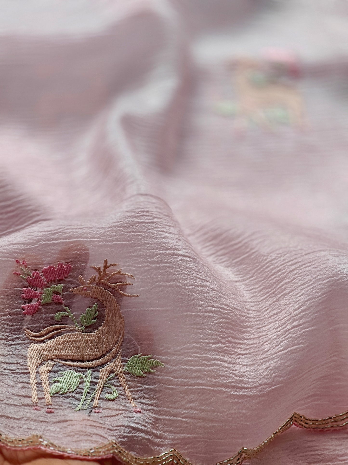 Pink Pure soft glass tissue saree