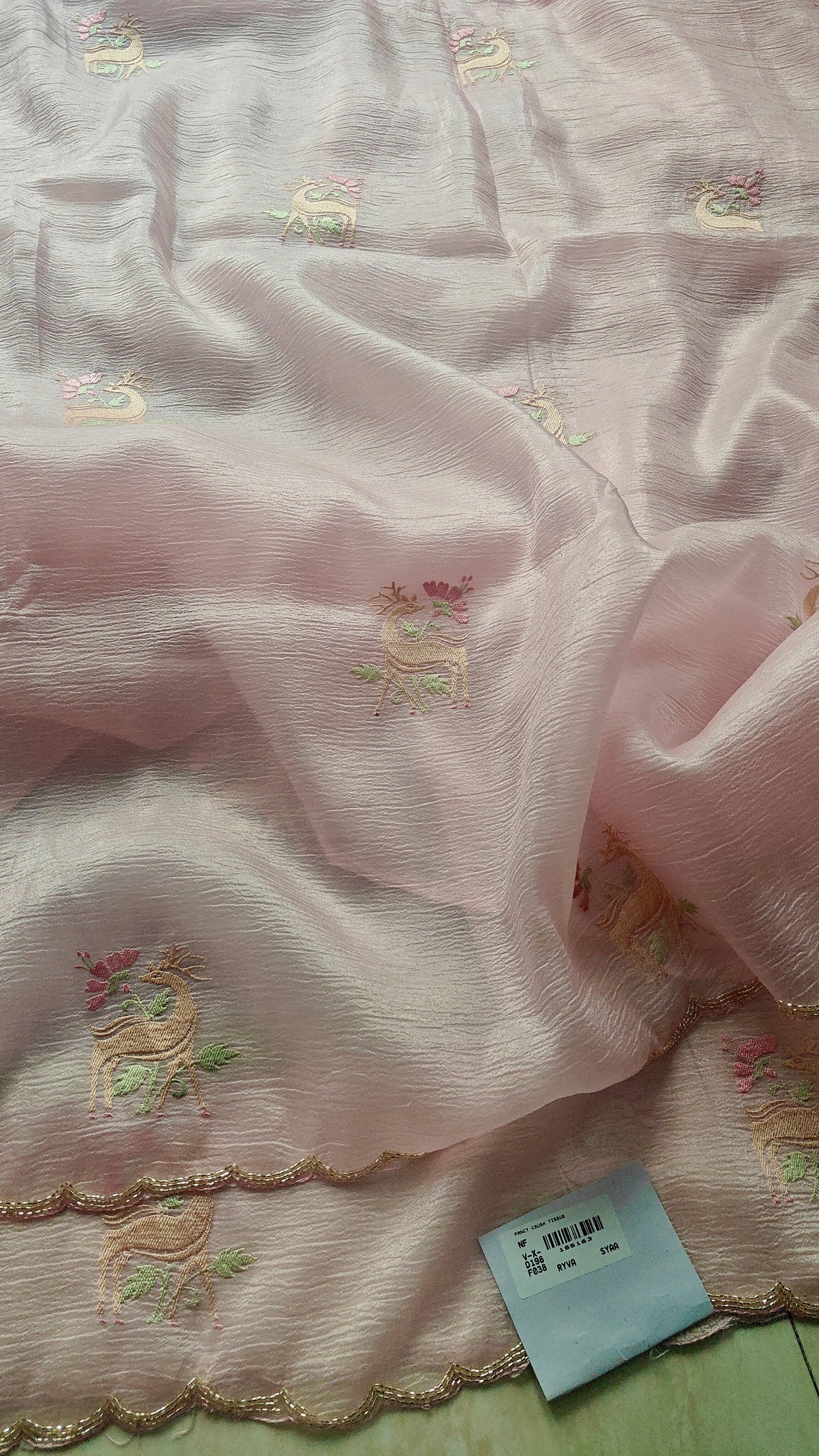 Pink Pure soft glass tissue saree