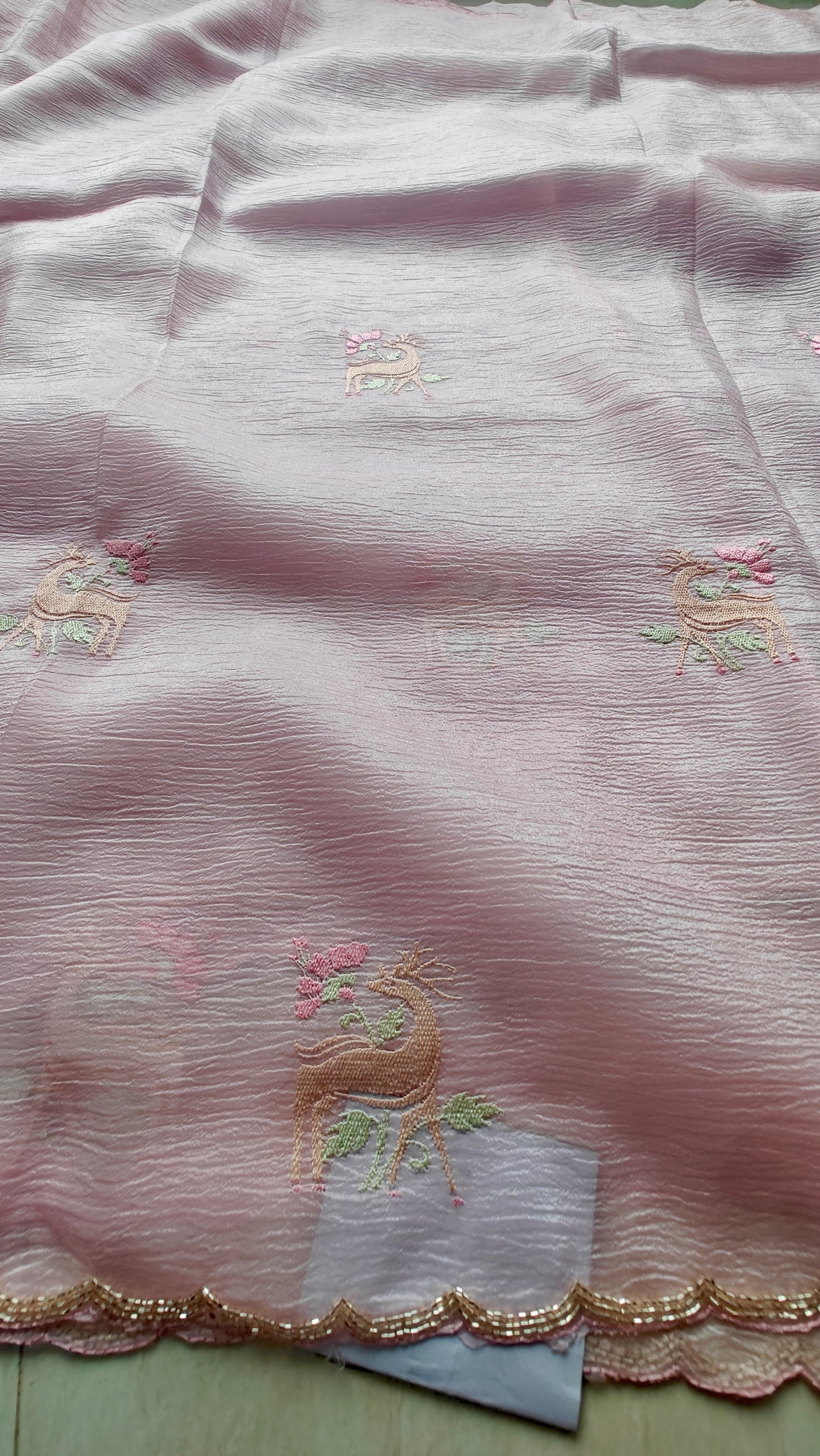 Pink Pure soft glass tissue saree