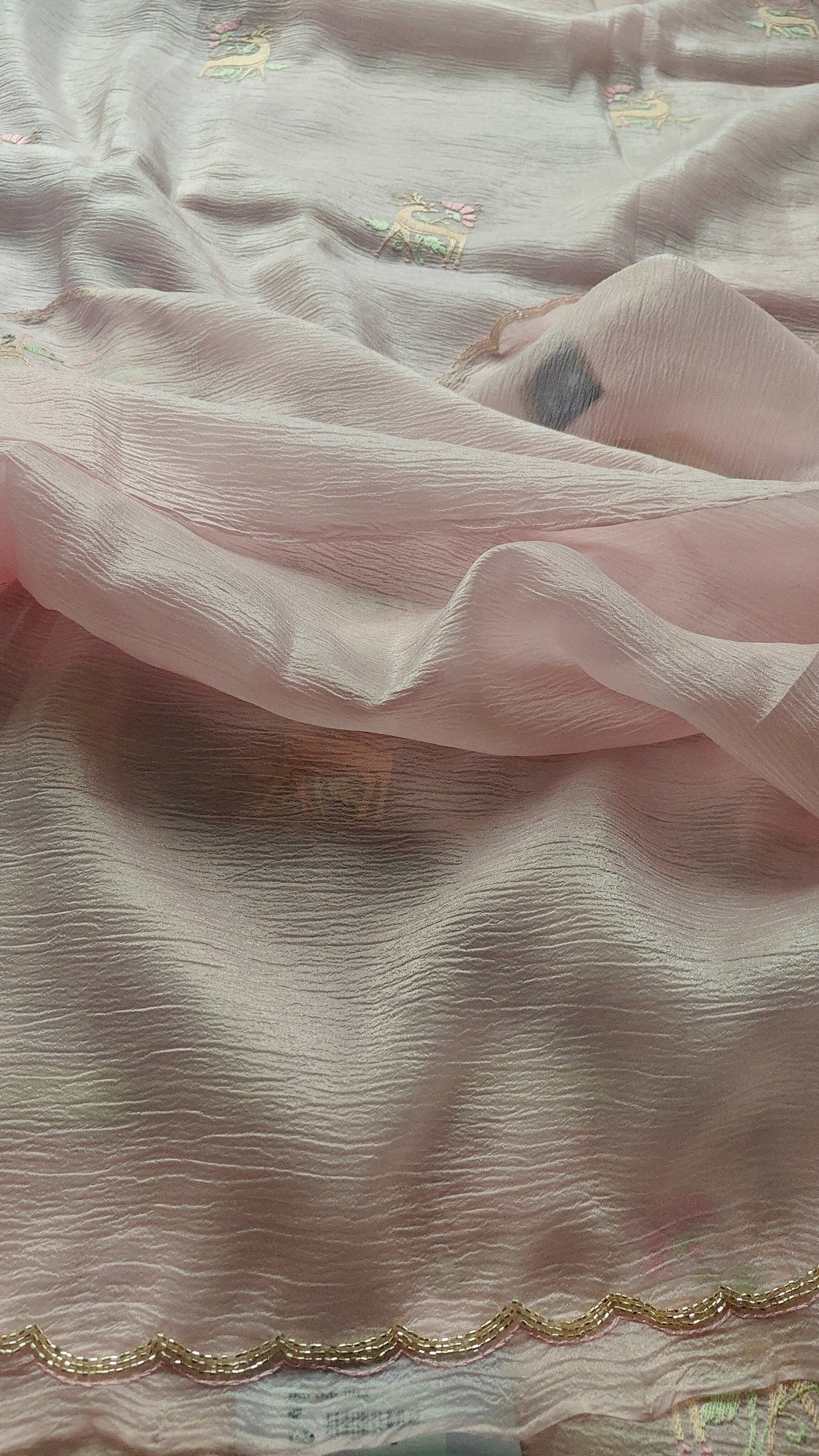 Pink Pure soft glass tissue saree
