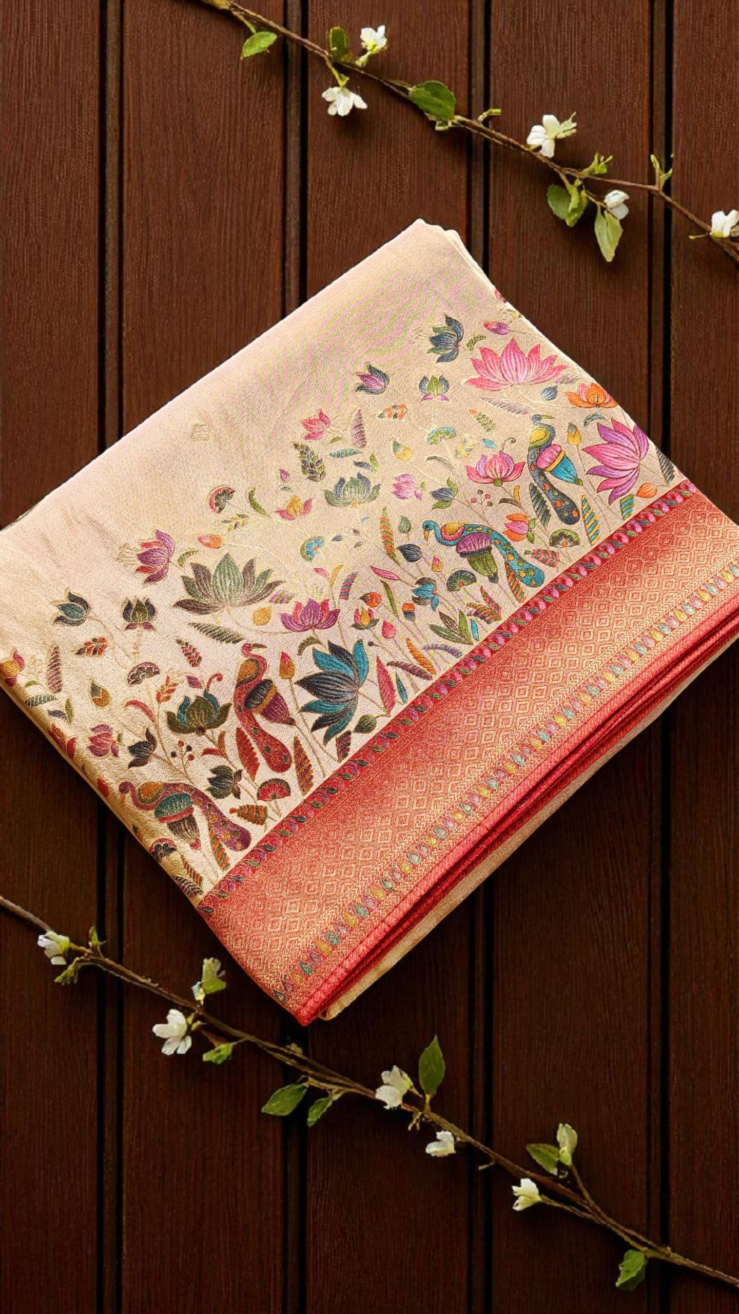 Ivory gold Pure soft tissue silk