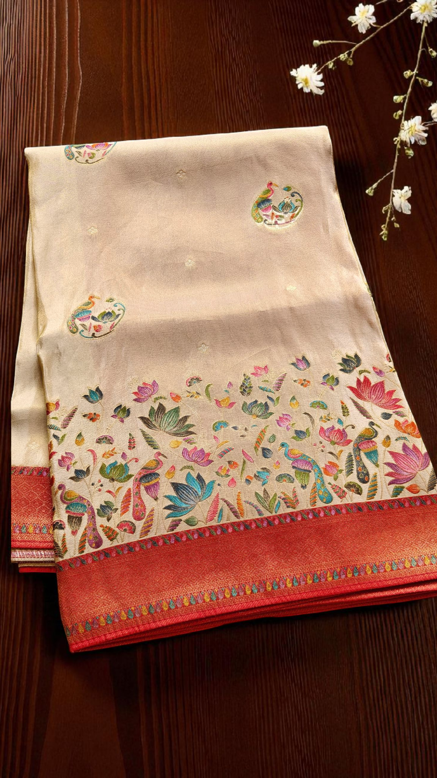 Ivory gold Pure soft tissue silk