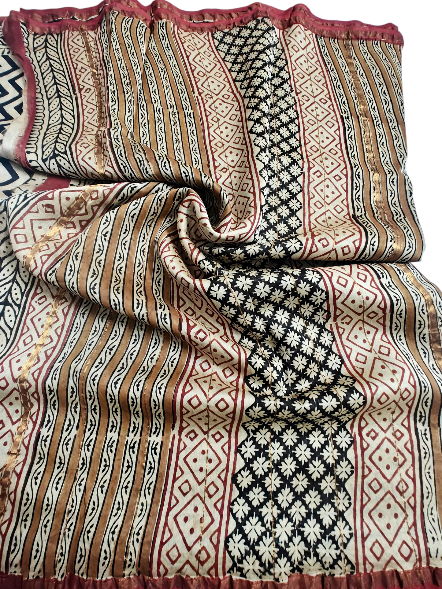 Black Zig zag print Chanderi silk saree