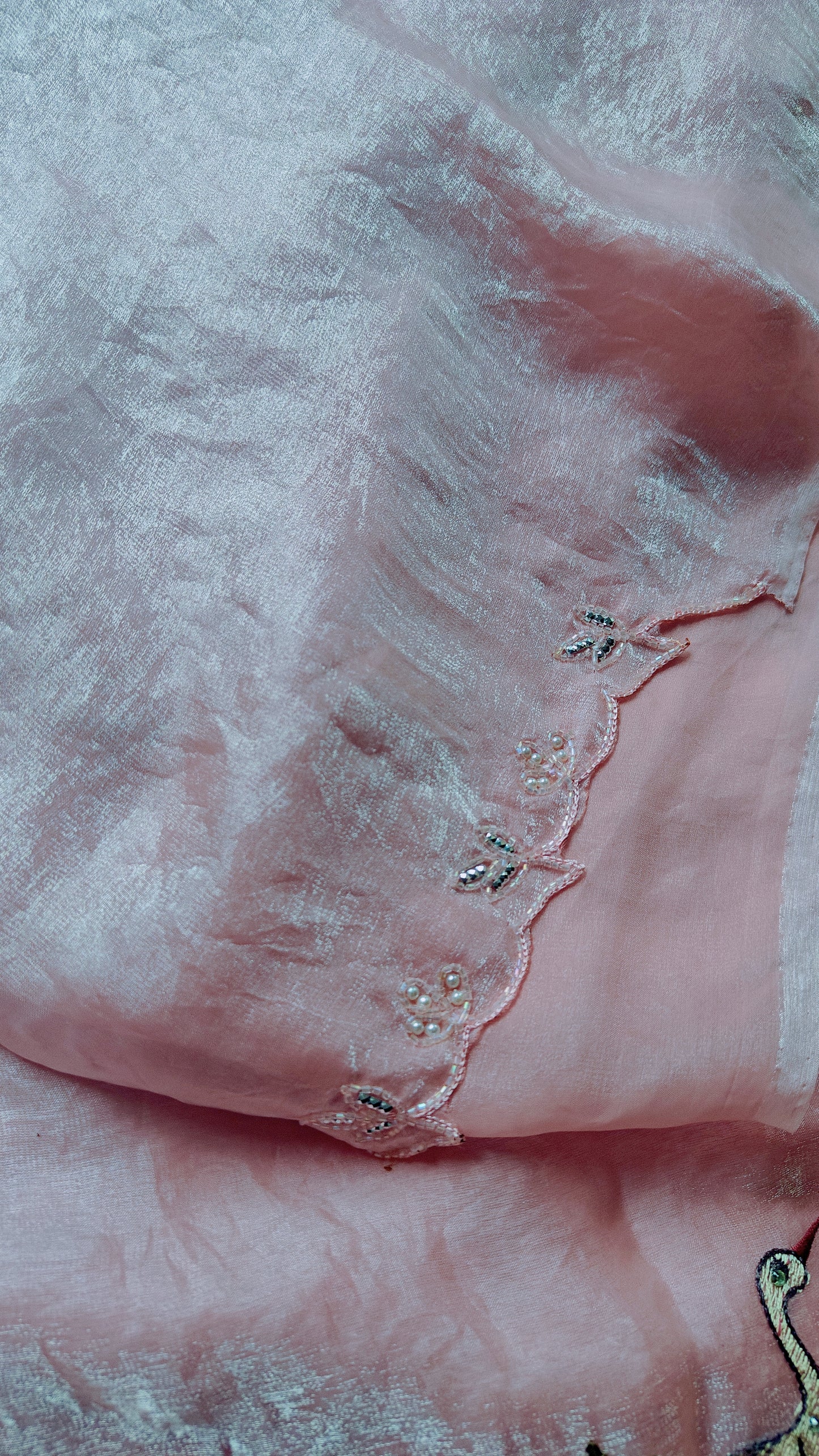 Light pink Pure soft Glass tissue saree