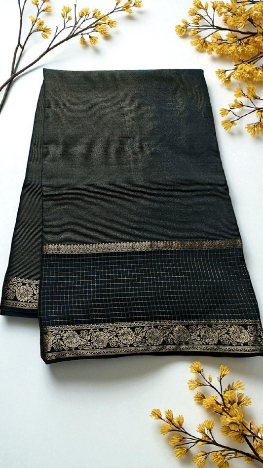 Coal black pure munga silk