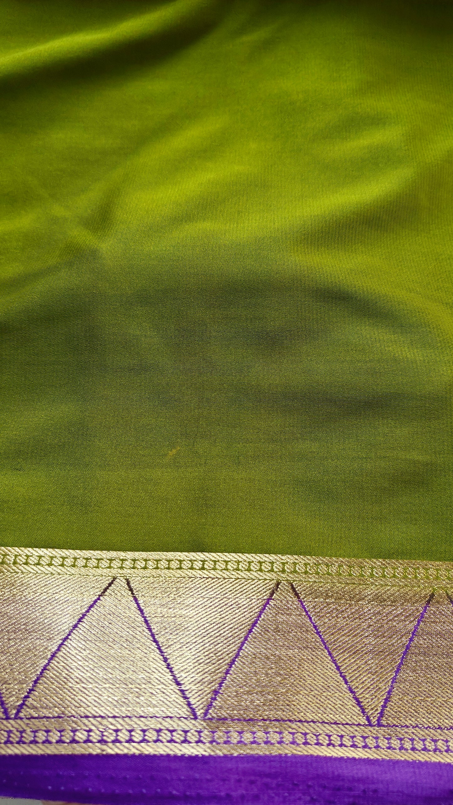 Dark olive & Purple Semi Crepe Silk