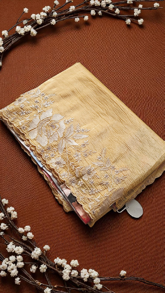 Light golden pure soft tissue silk