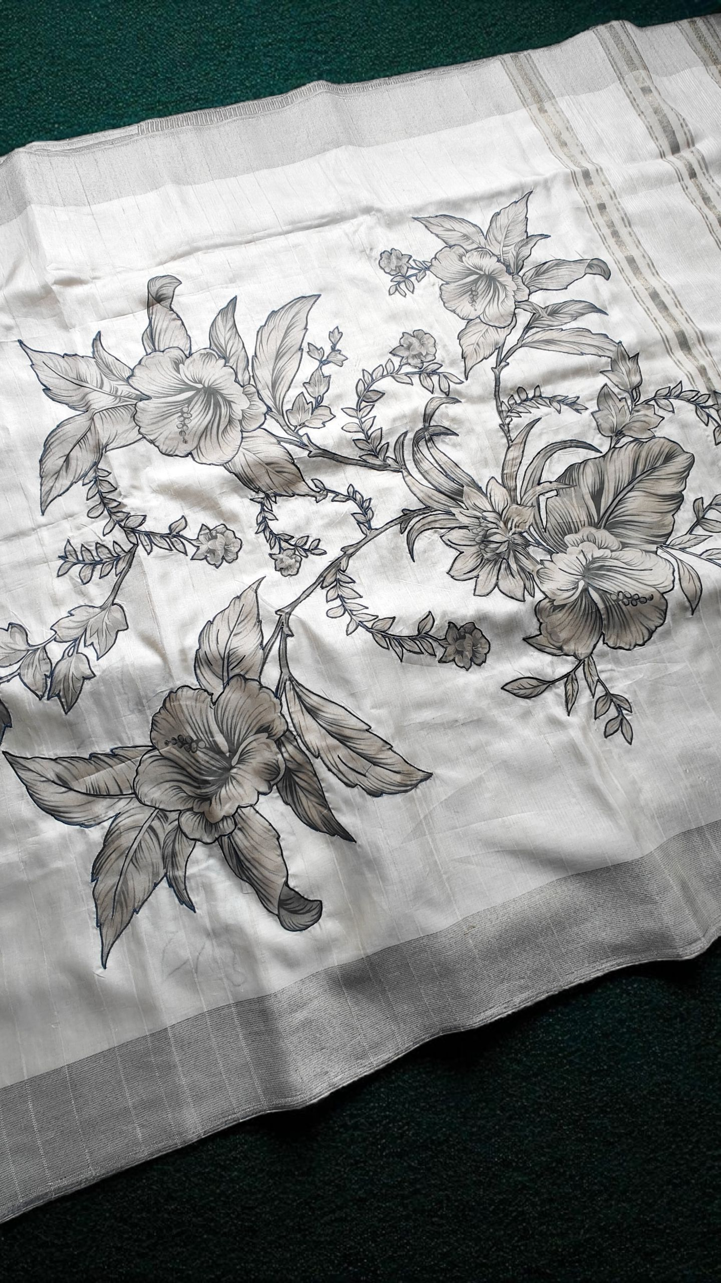 Off white Pure Tussar silk