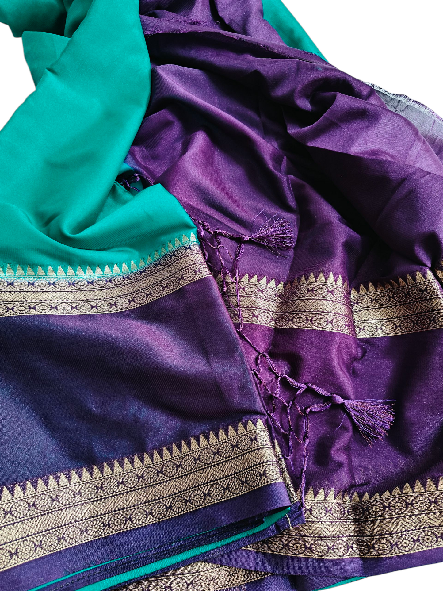 Rama green & purple semi crepe silk